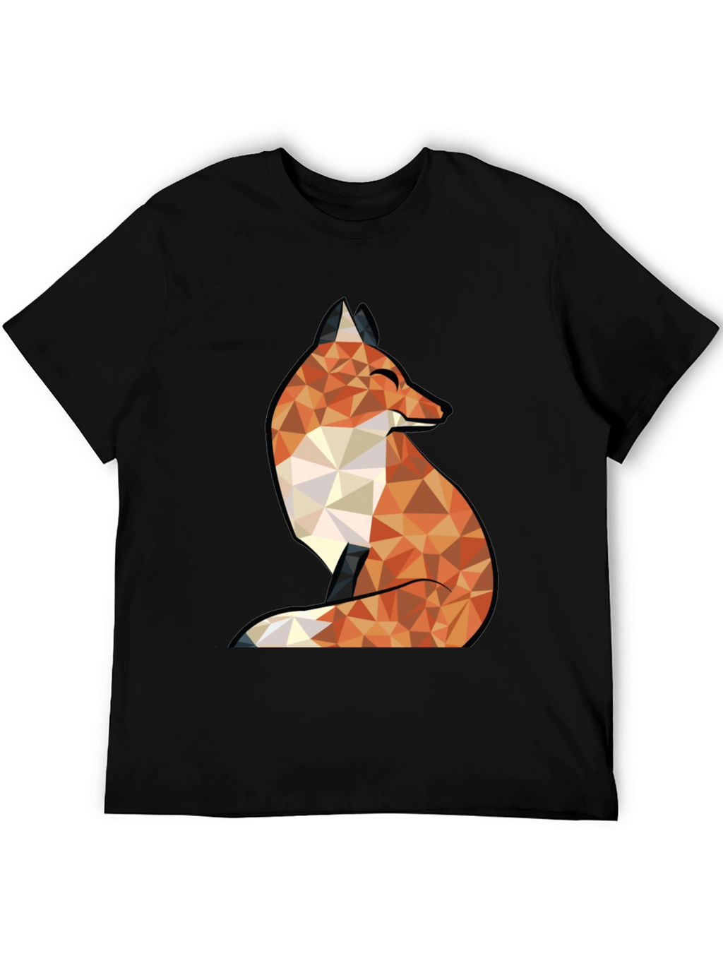 Geometric Fox Graphic Tee - Trendy Black T-Shirt