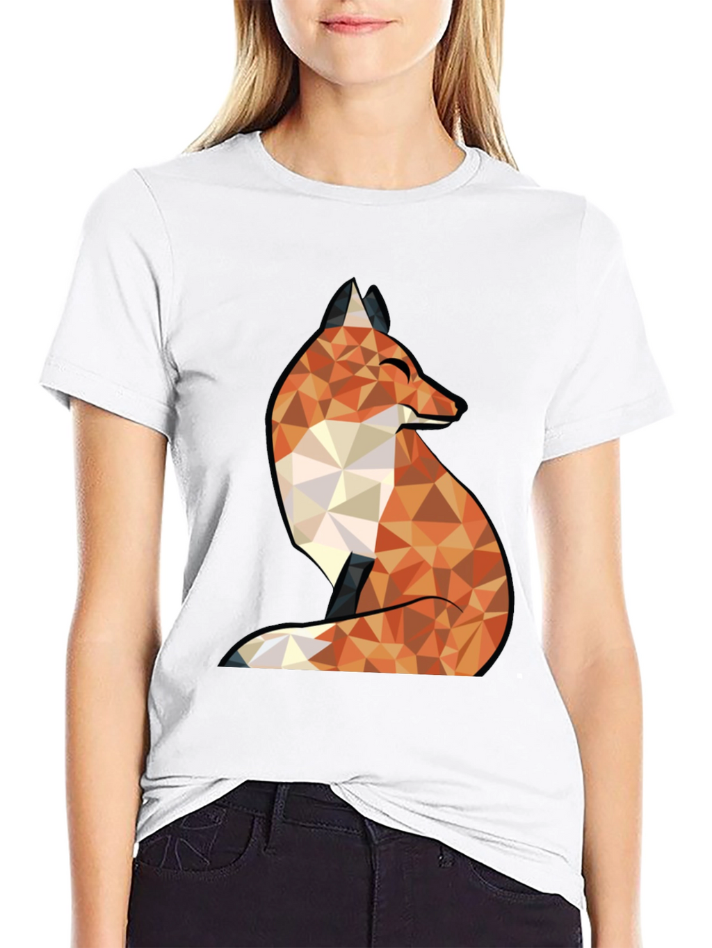 Geometric Fox Graphic Tee - Trendy Black T-Shirt
