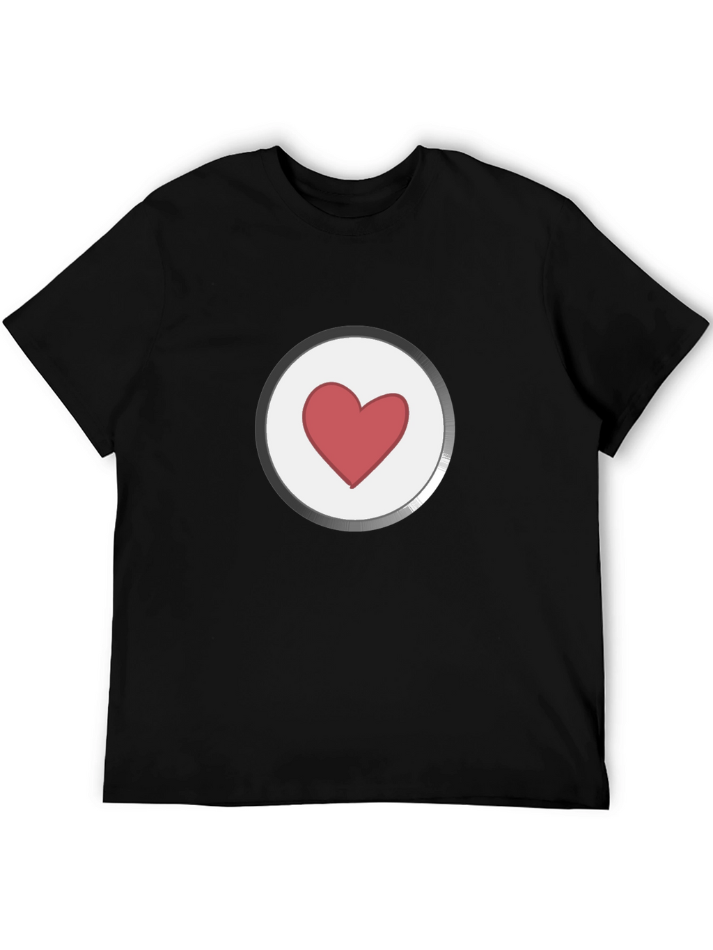 Heart Button Graphic Black T-Shirt