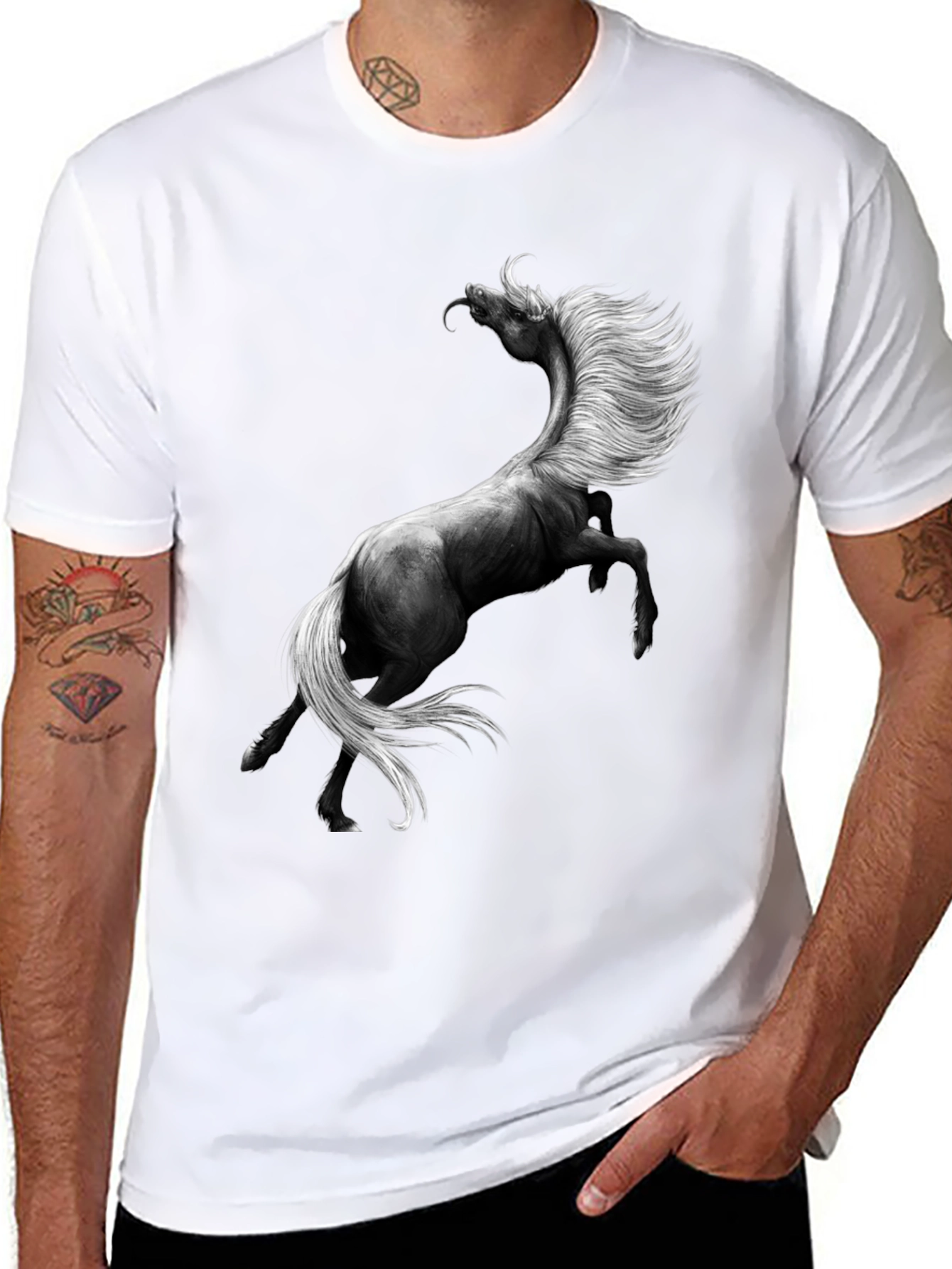 Majestic Horse Graphic Tee - Black Unisex T-Shirt