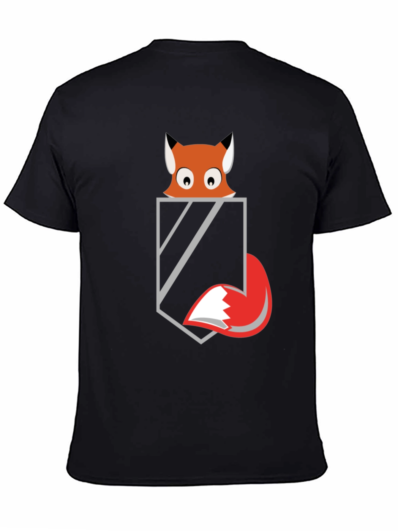 Fox in Pocket Graphic Tee - Mens Black T-Shirt