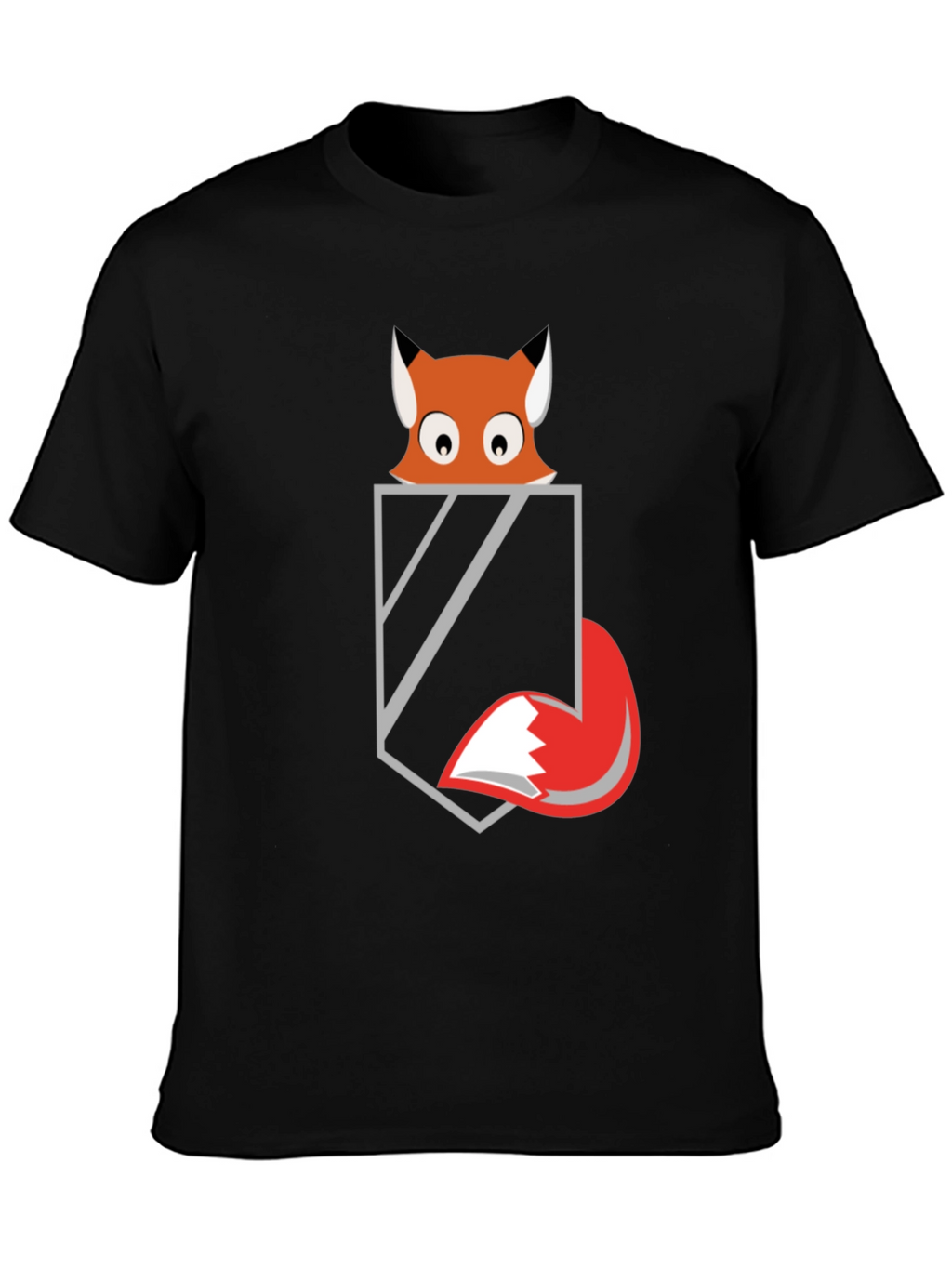 Fox in Pocket Graphic Tee - Mens Black T-Shirt