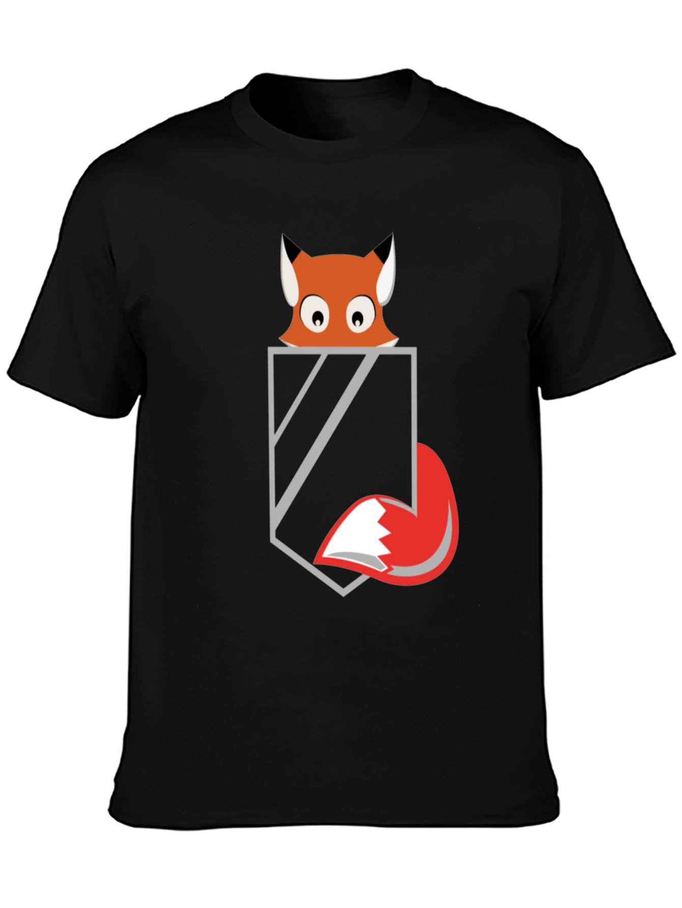 Fox in Pocket Graphic Tee - Mens Black T-Shirt