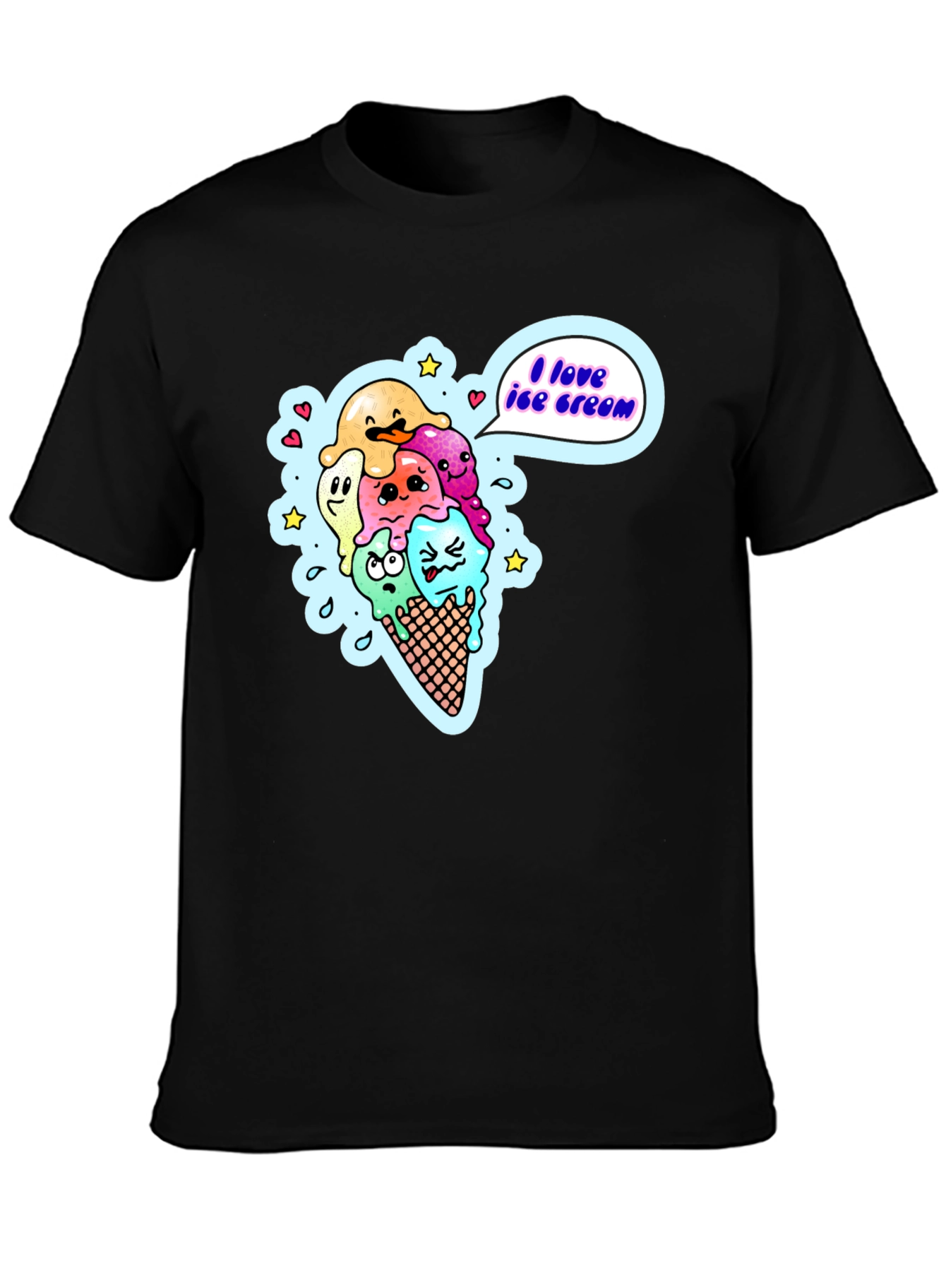 I Love Ice Cream Cartoon T-Shirt