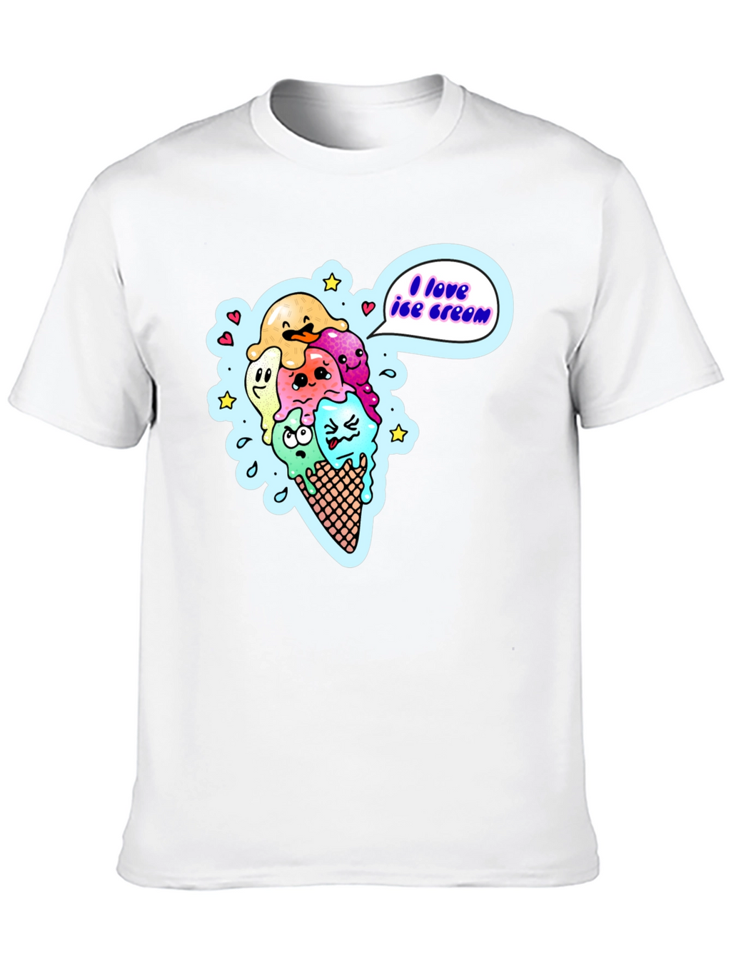 I Love Ice Cream Cartoon T-Shirt