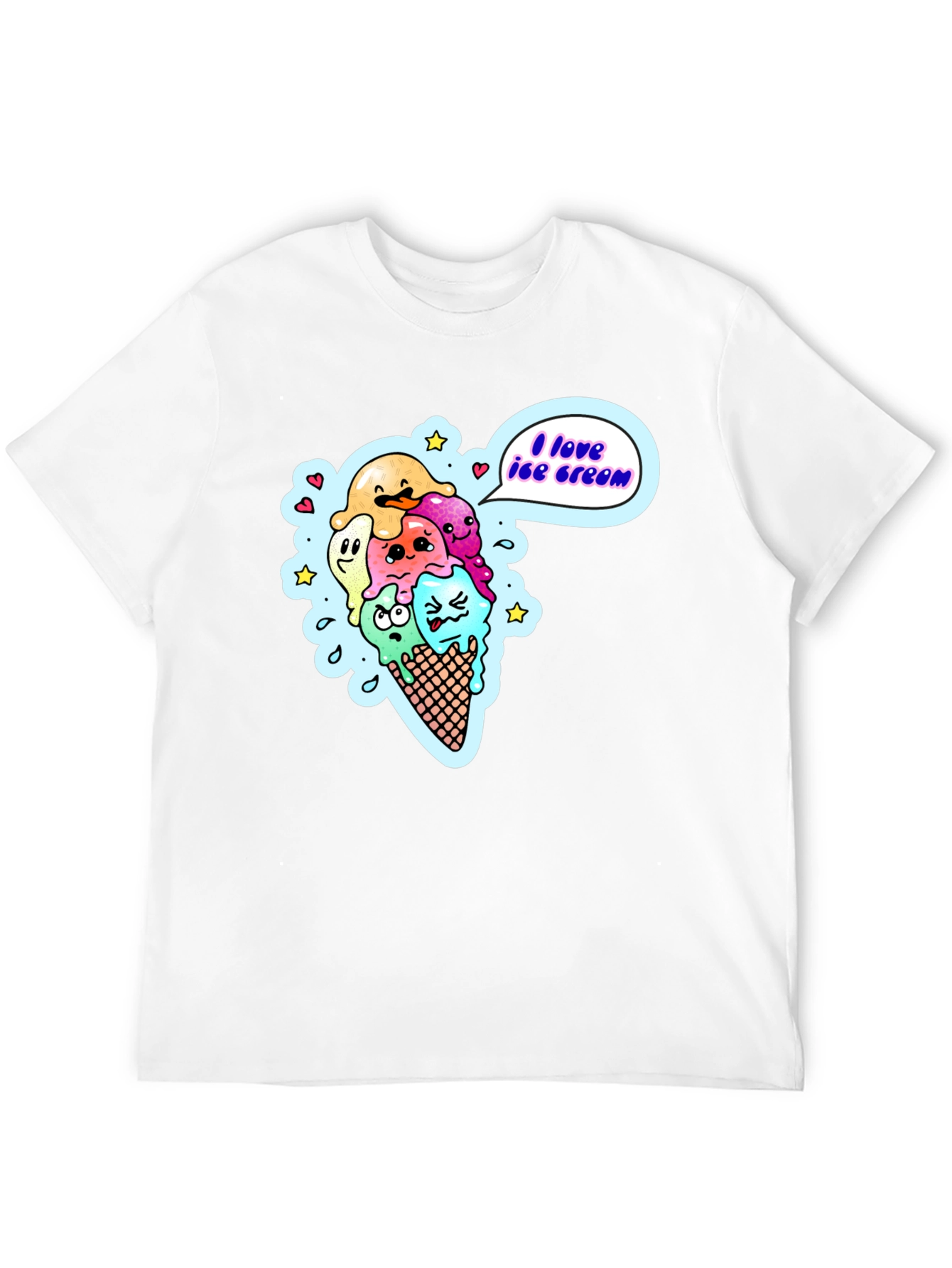 I Love Ice Cream Cartoon T-Shirt