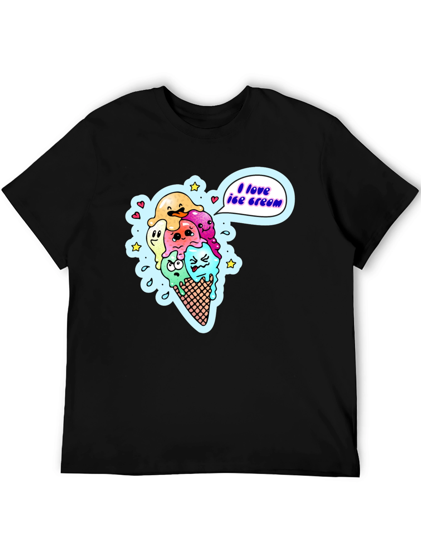 I Love Ice Cream Cartoon T-Shirt