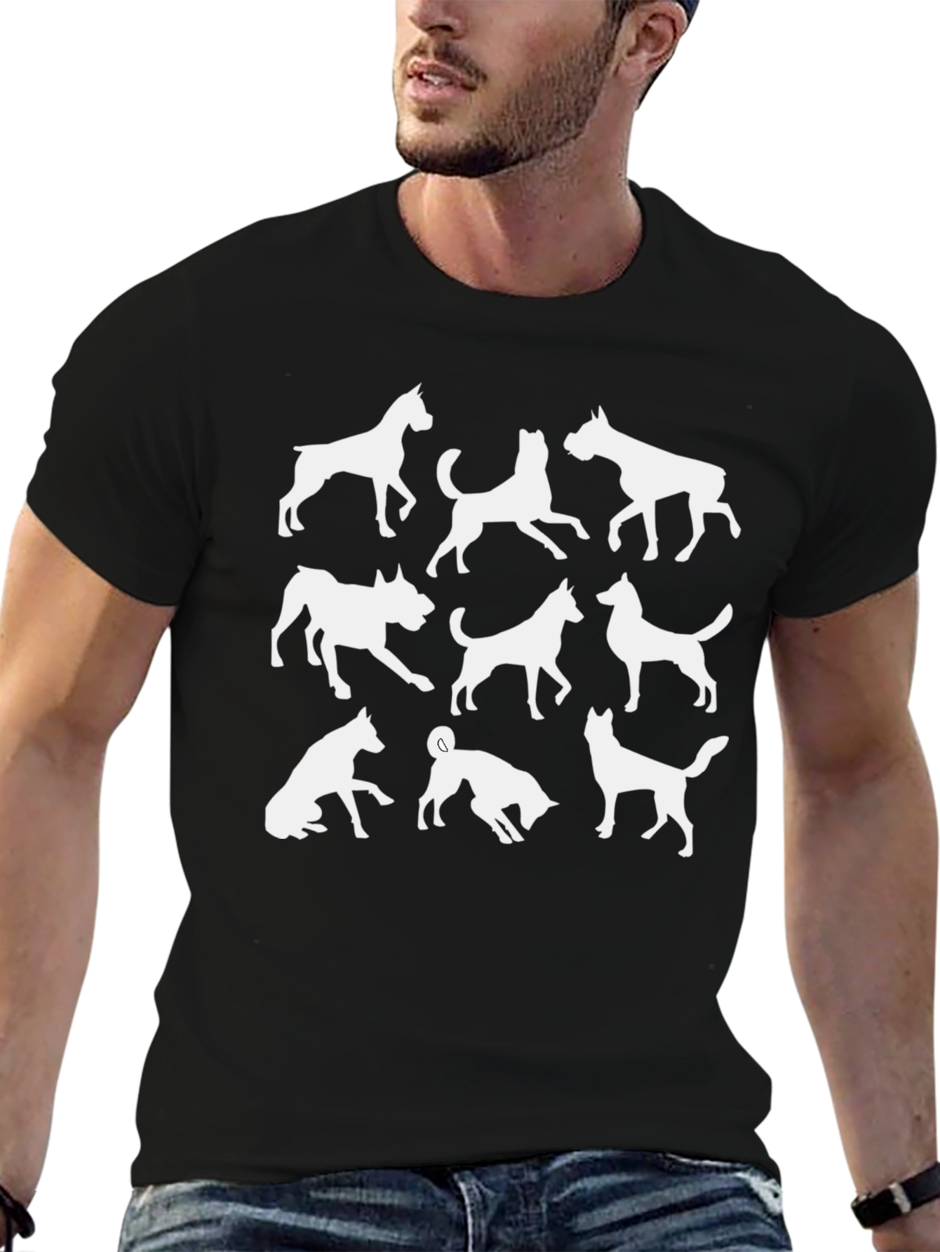 Dog Silhouettes Black Graphic Tee