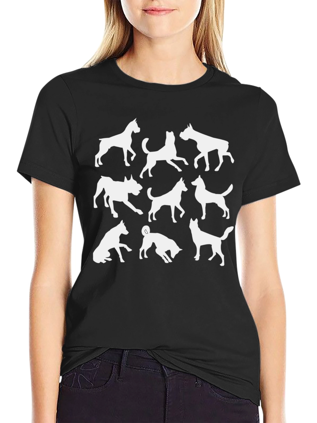 Dog Silhouettes Black Graphic Tee