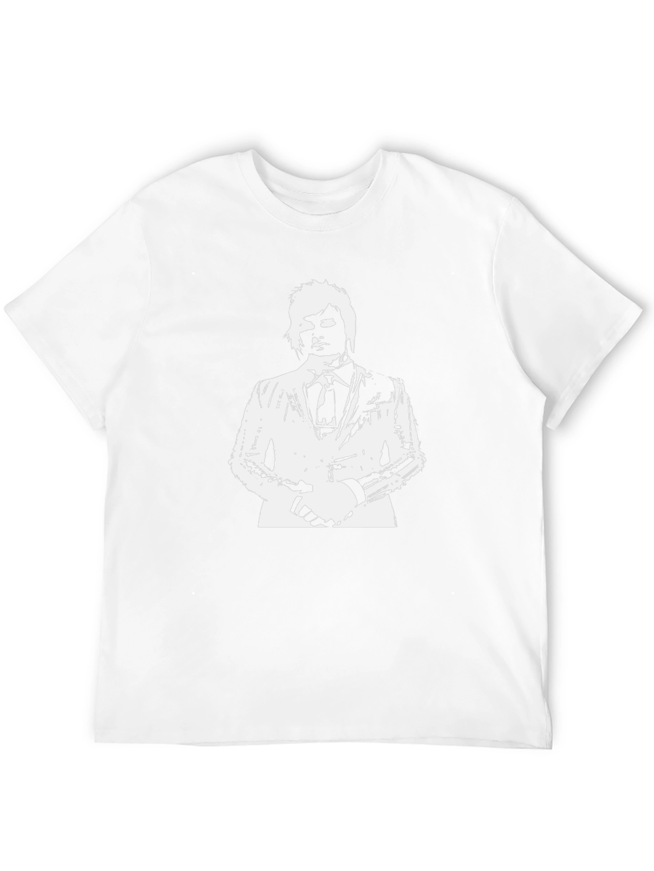 Mens Black T-Shirt with White Suit Graphic