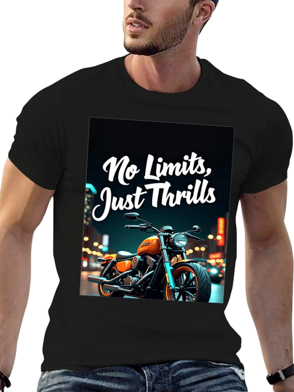 No Limits Thrills Black Graphic Tee