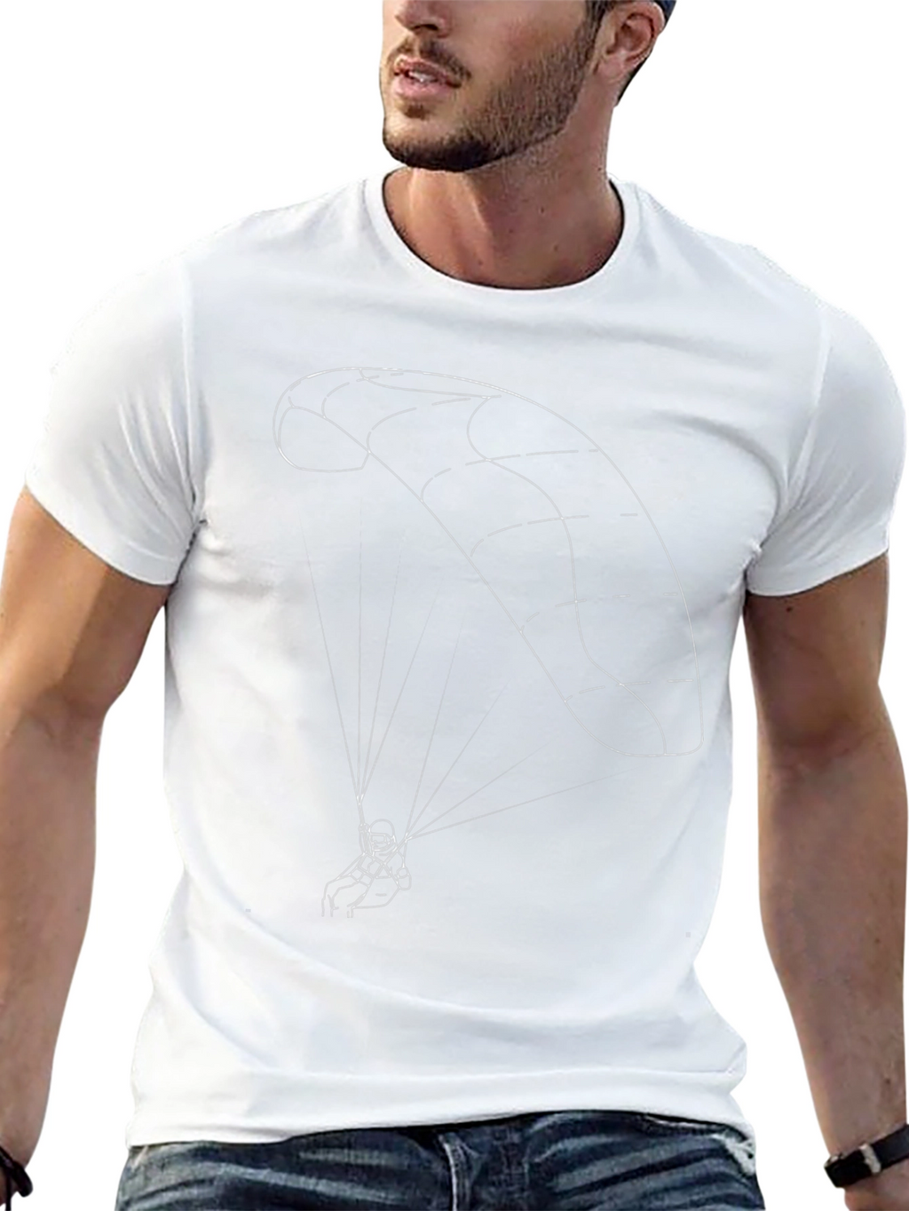 Paragliding Graphic Tee - Black Cotton T-Shirt