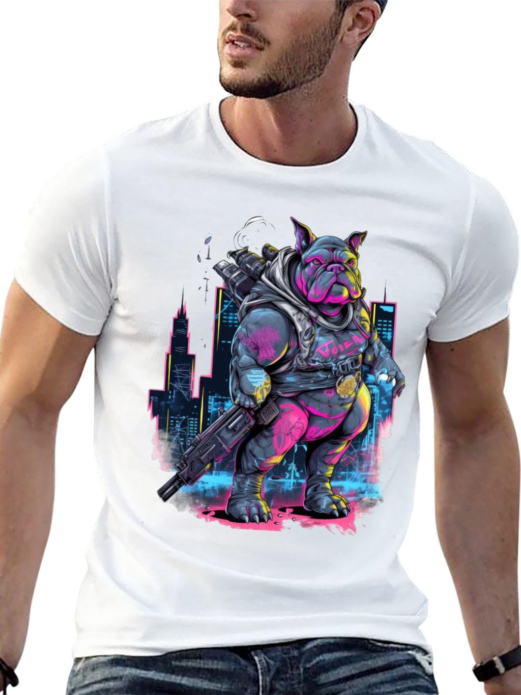 Cyberpunk Bulldog T-Shirt - Urban Warrior Tee