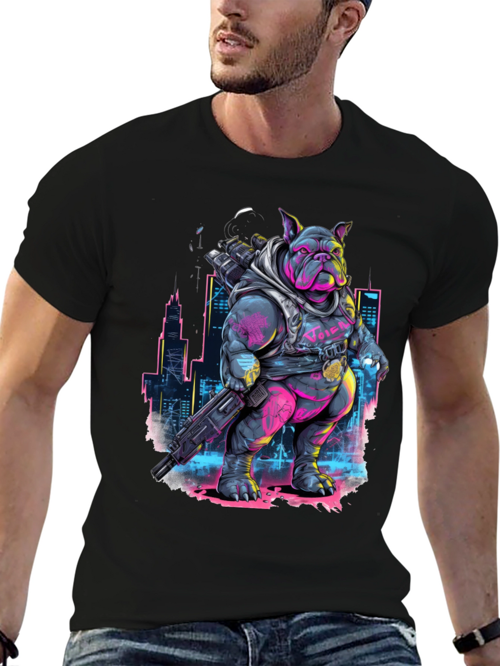 Cyberpunk Bulldog T-Shirt - Urban Warrior Tee