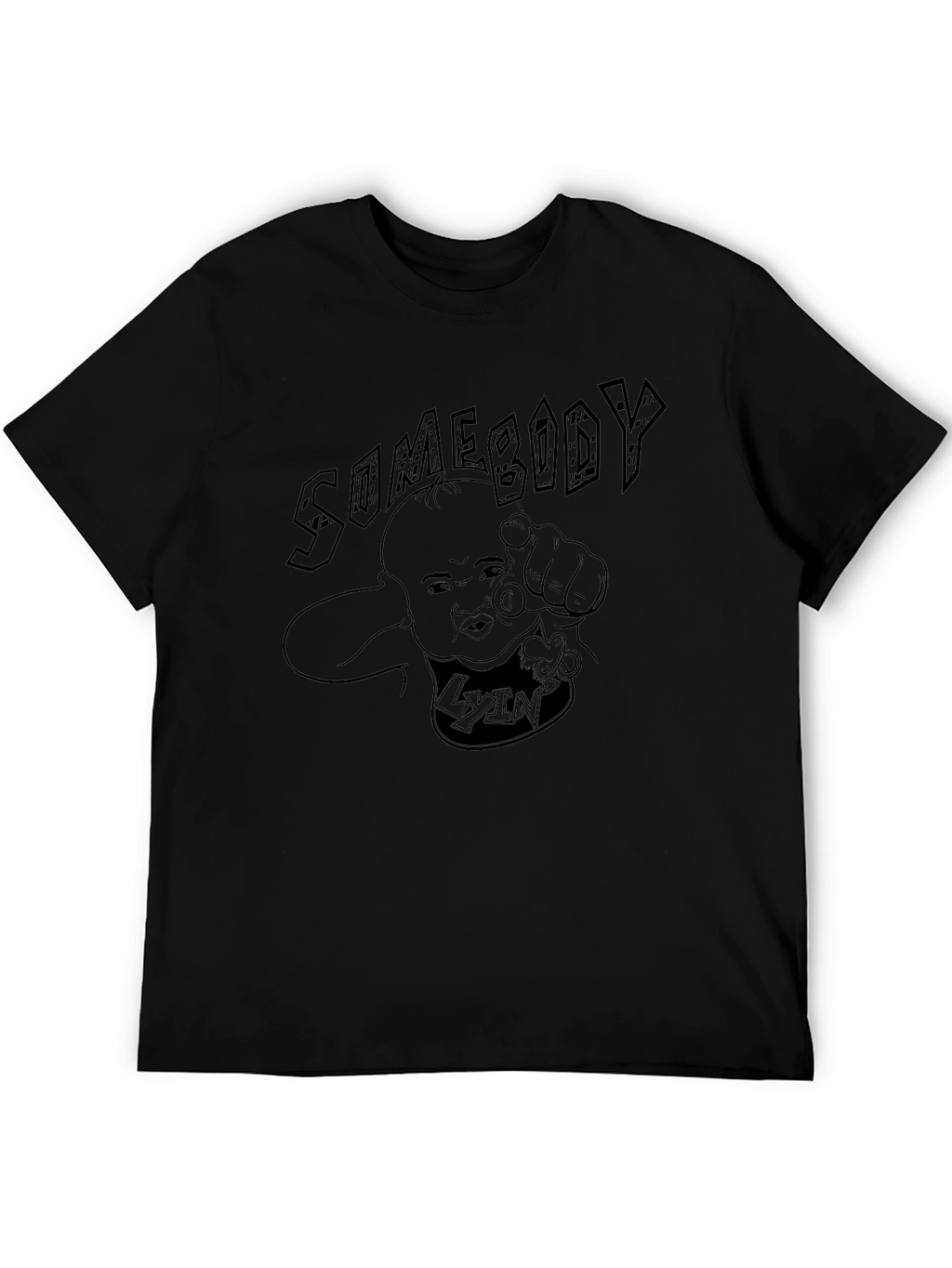 Somebody Lyin Black Graphic T-Shirt