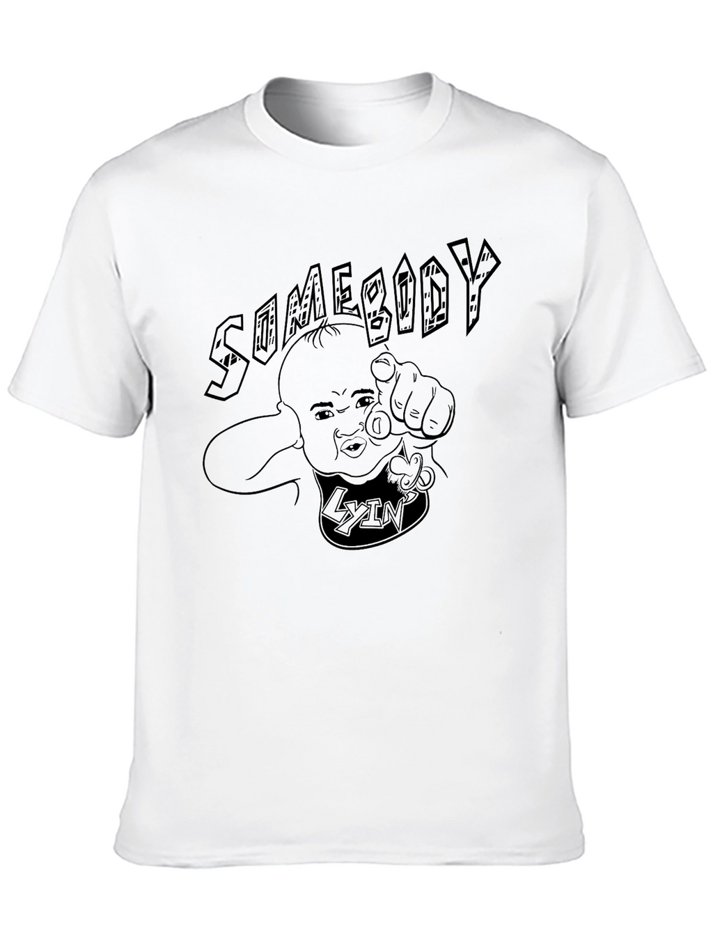 Somebody Lyin Black Graphic T-Shirt