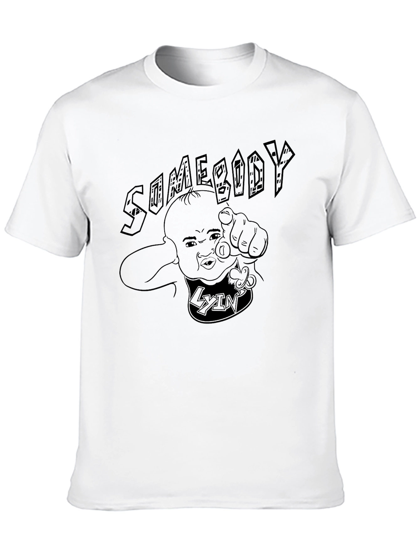 Somebody Lyin Black Graphic T-Shirt
