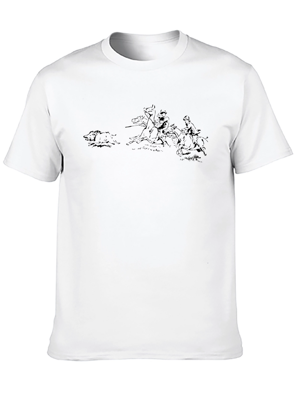 Black Graphic Tee - Boar Hunt Sketch
