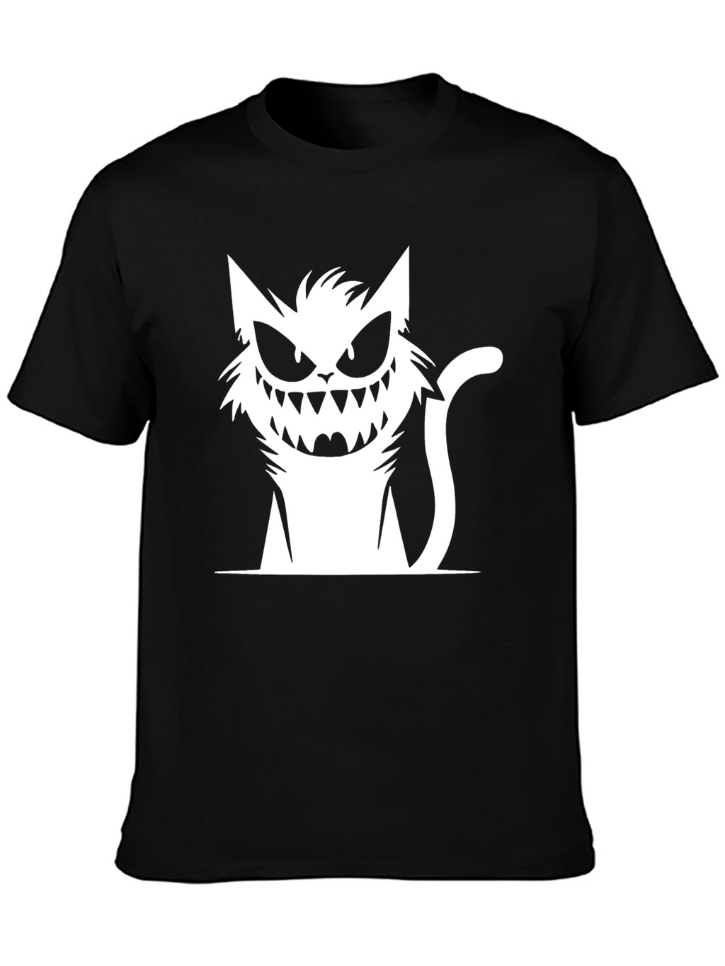 Creepy Cat Graphic Black T-Shirt