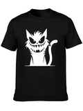 Creepy Cat Graphic Black T-Shirt