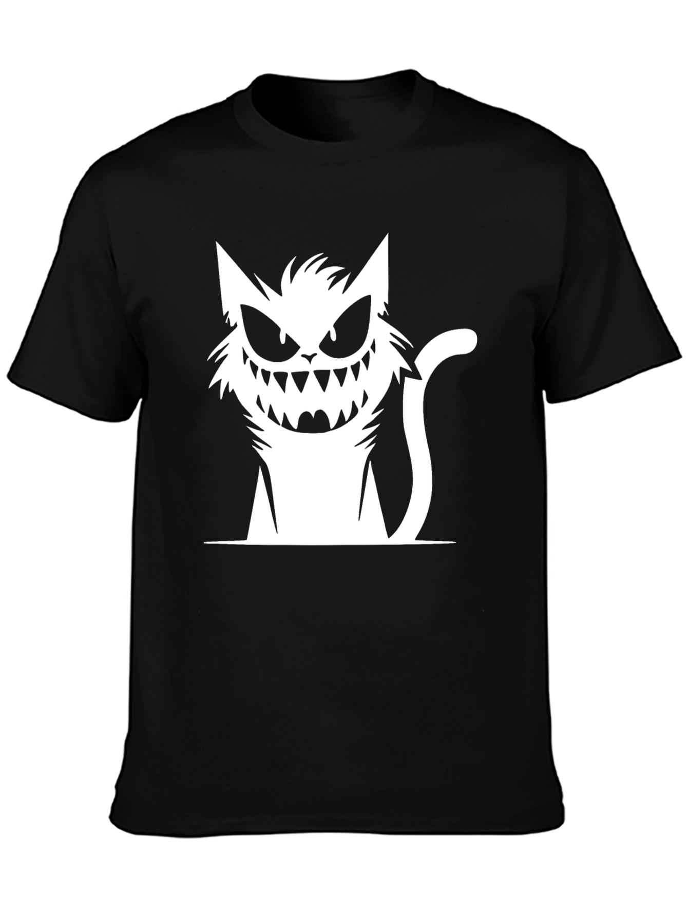 Creepy Cat Graphic Black T-Shirt