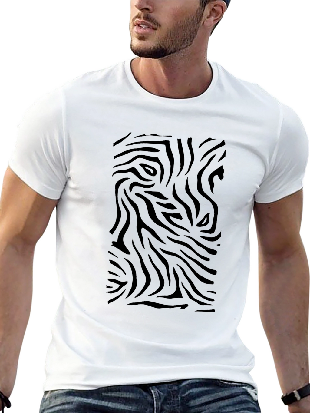 Zebra Stripe Graphic Black T-Shirt