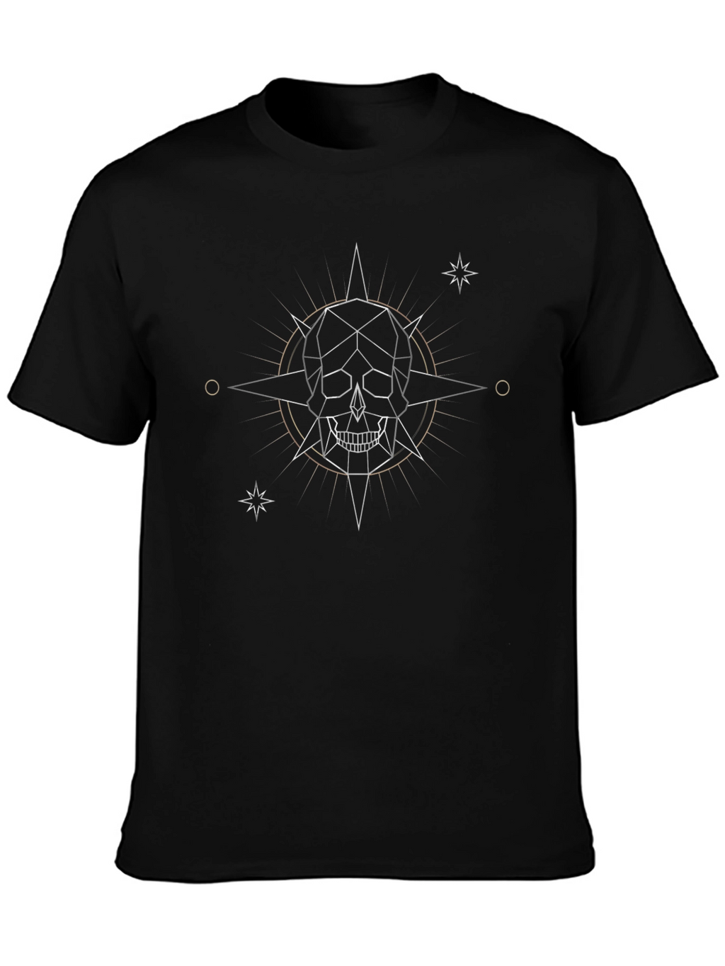 Geometric Skull Star Graphic Tee - Black
