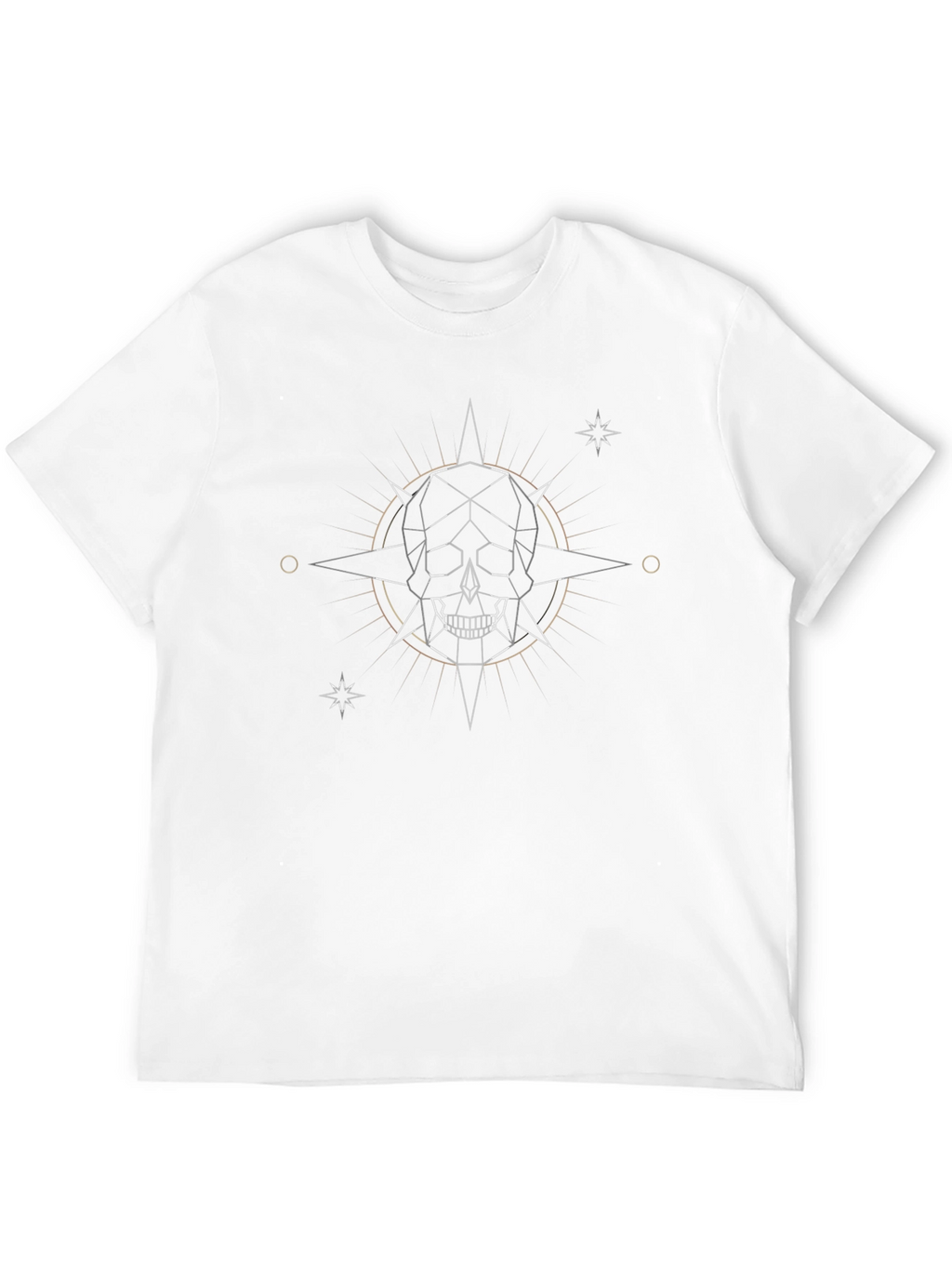 Geometric Skull Star Graphic Tee - Black