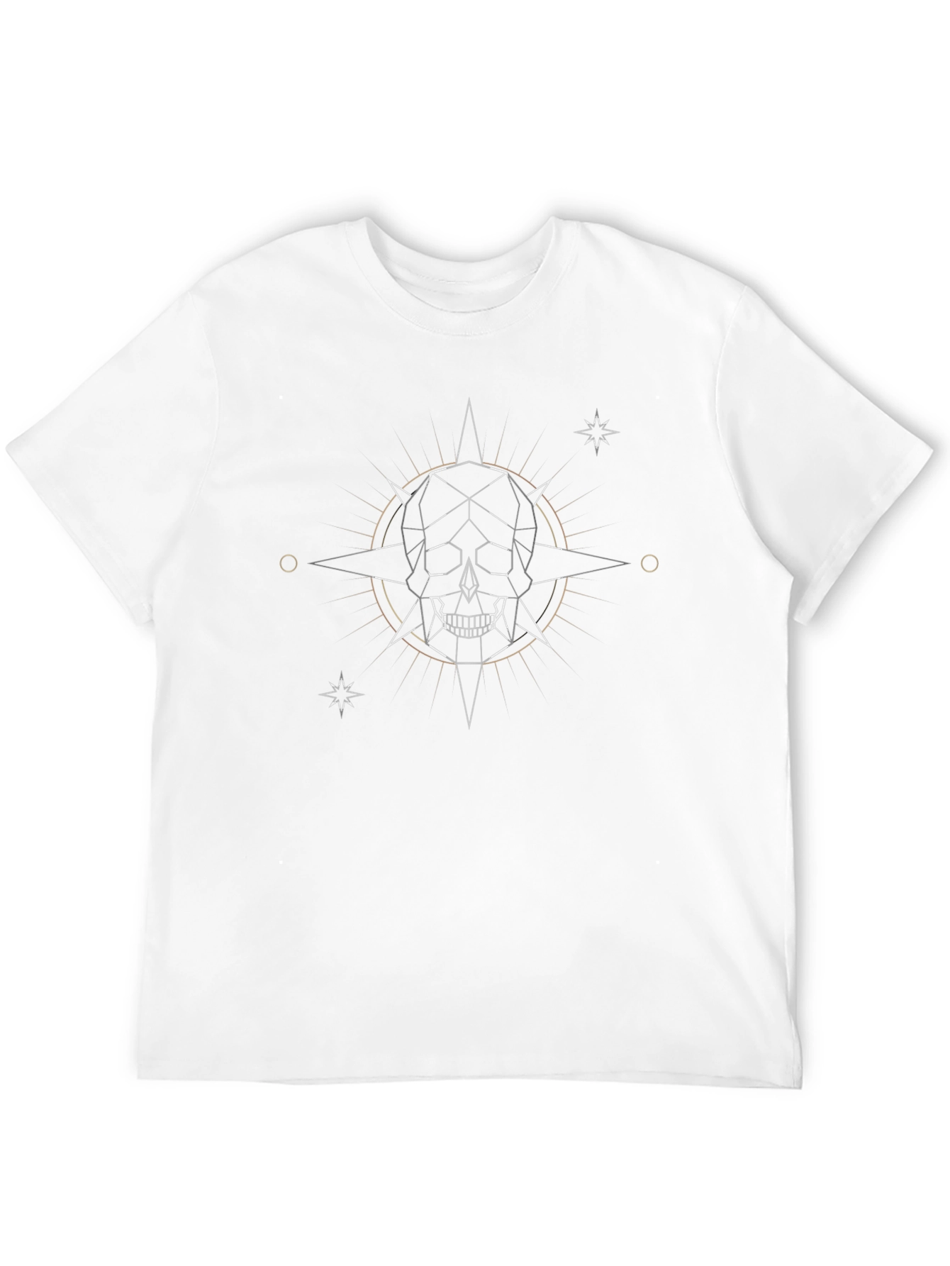 Geometric Skull Star Graphic Tee - Black