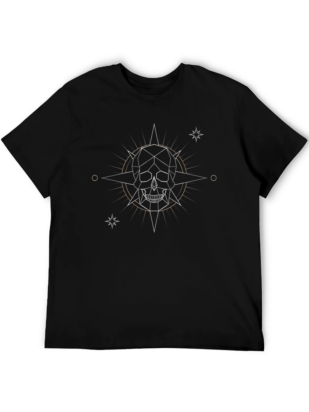 Geometric Skull Star Graphic Tee - Black