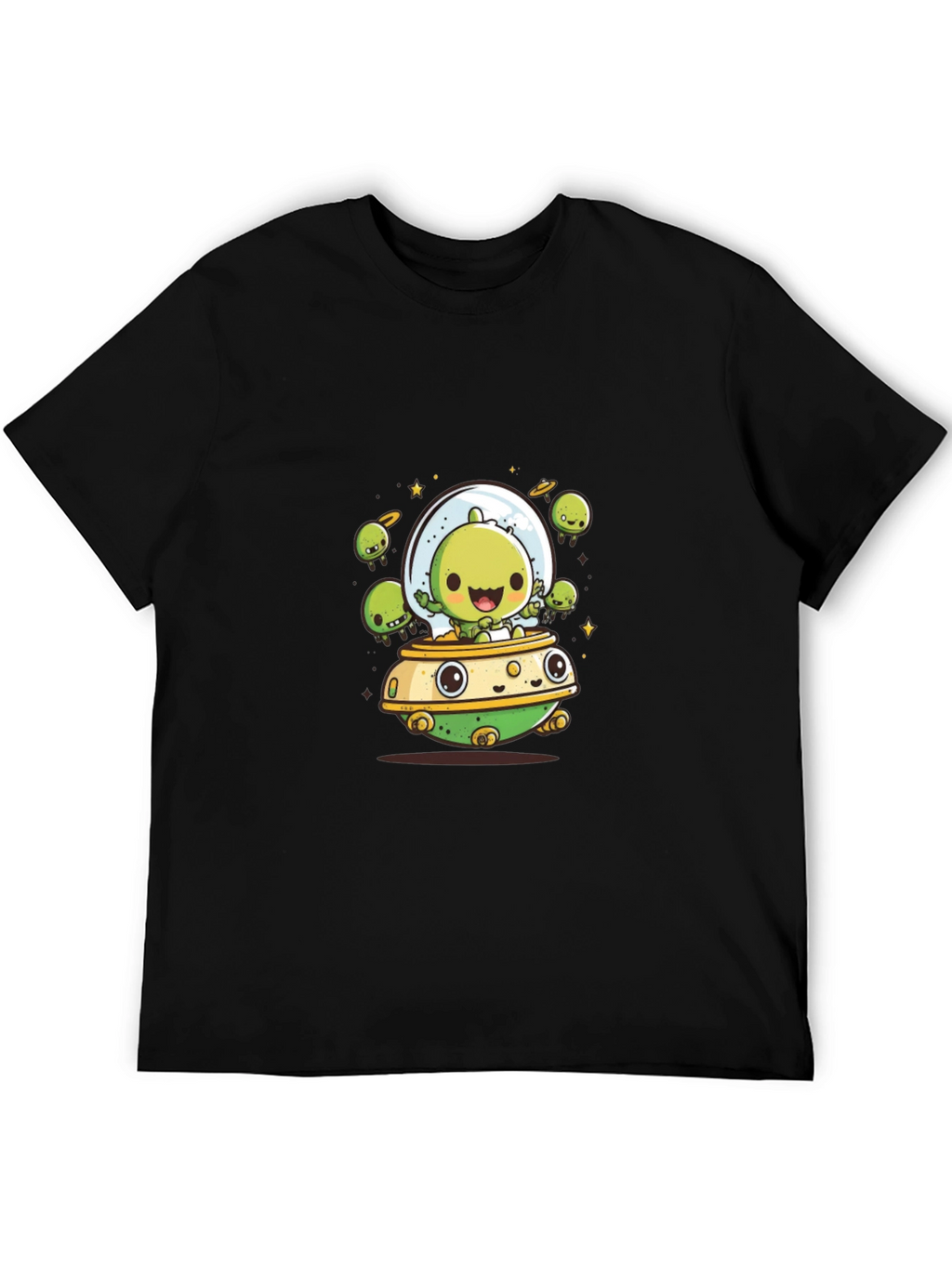 Cute Alien UFO T-Shirt - Black