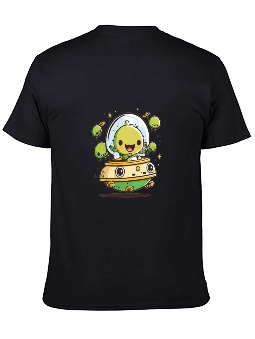 Cute Alien UFO T-Shirt - Black