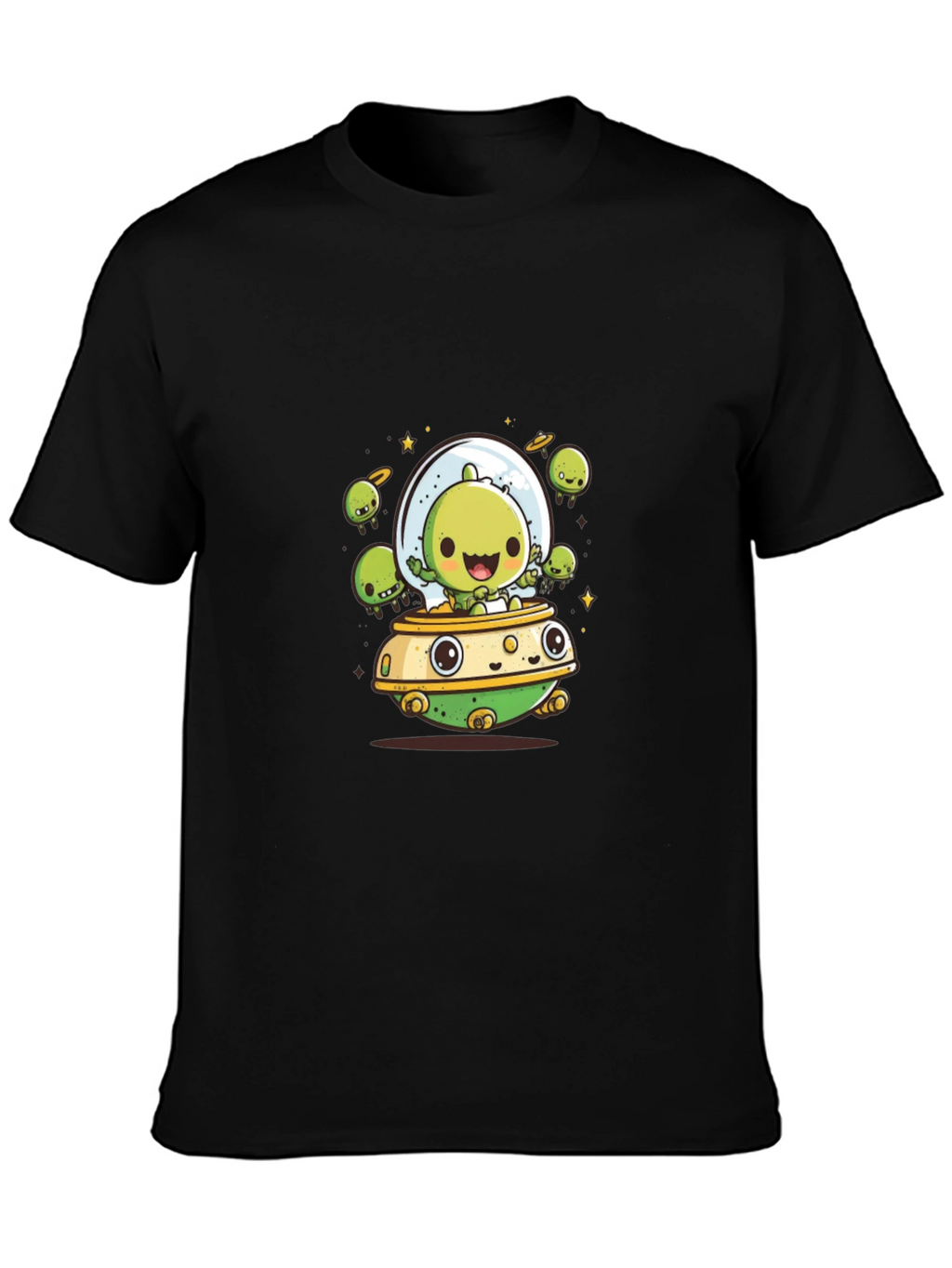 Cute Alien UFO T-Shirt - Black