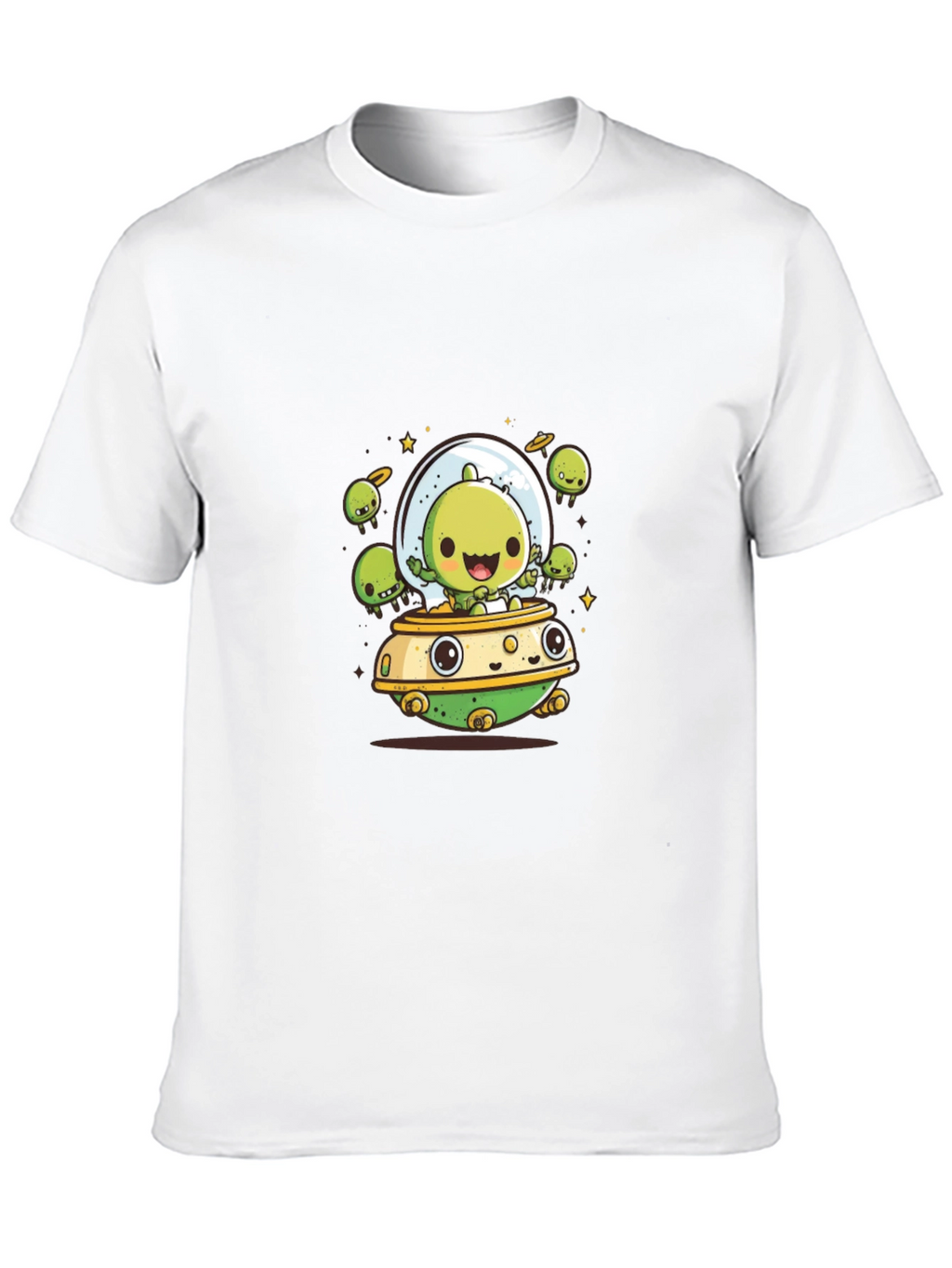 Cute Alien UFO T-Shirt - Black