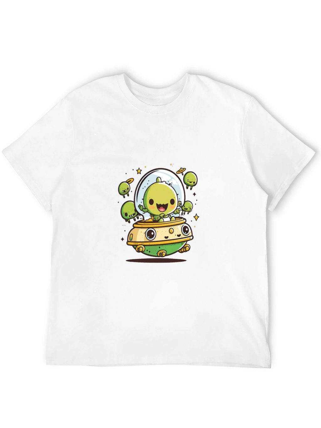 Cute Alien UFO T-Shirt - Black