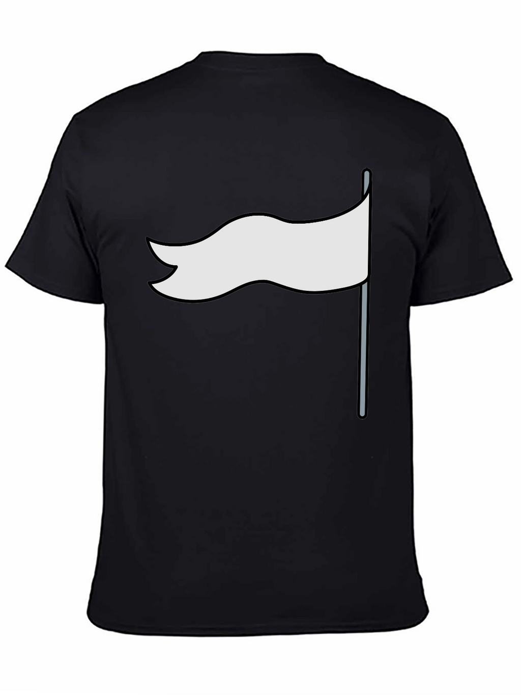 White Flag Cartoon Graphic Black Tee