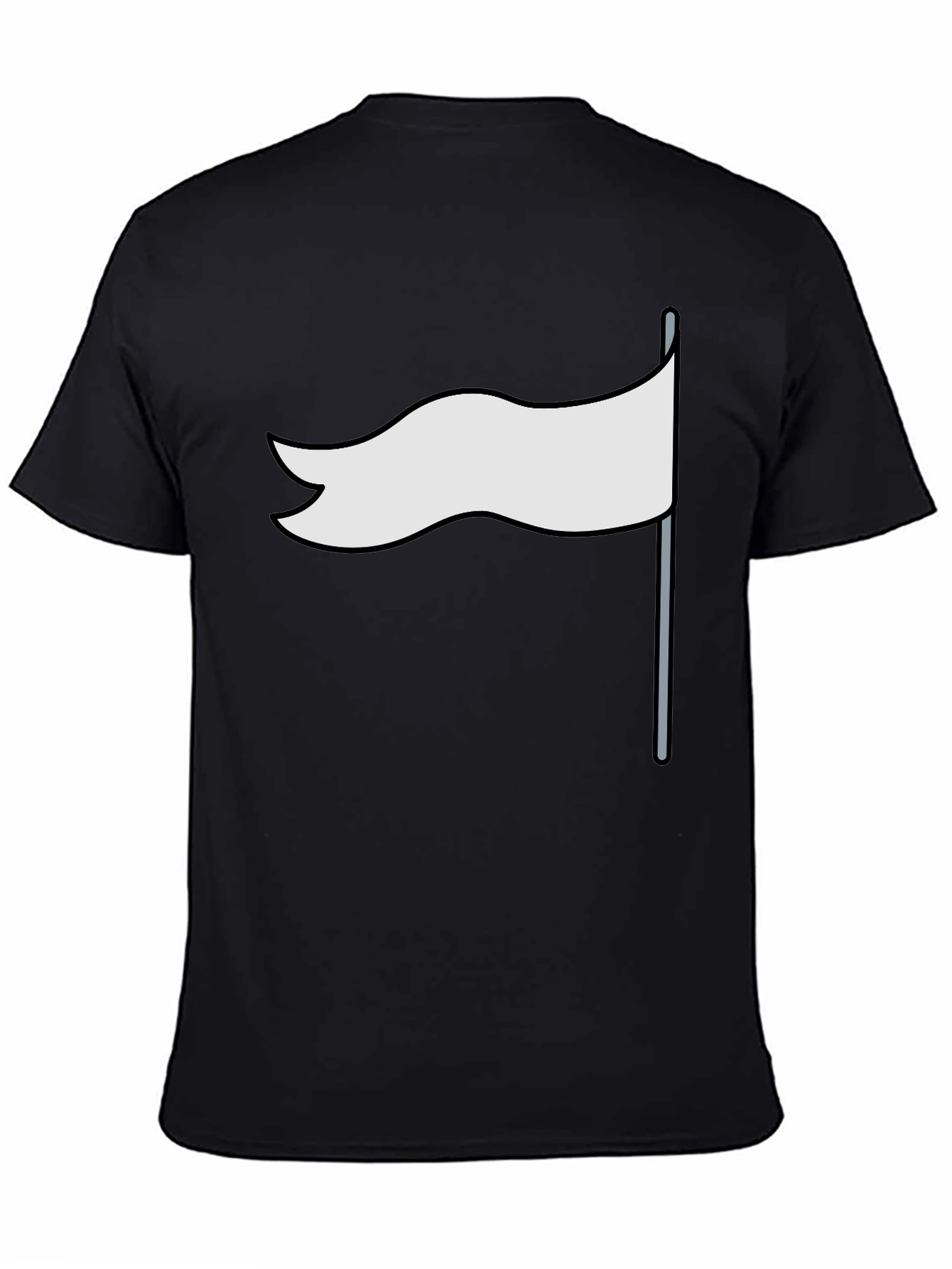 White Flag Cartoon Graphic Black Tee