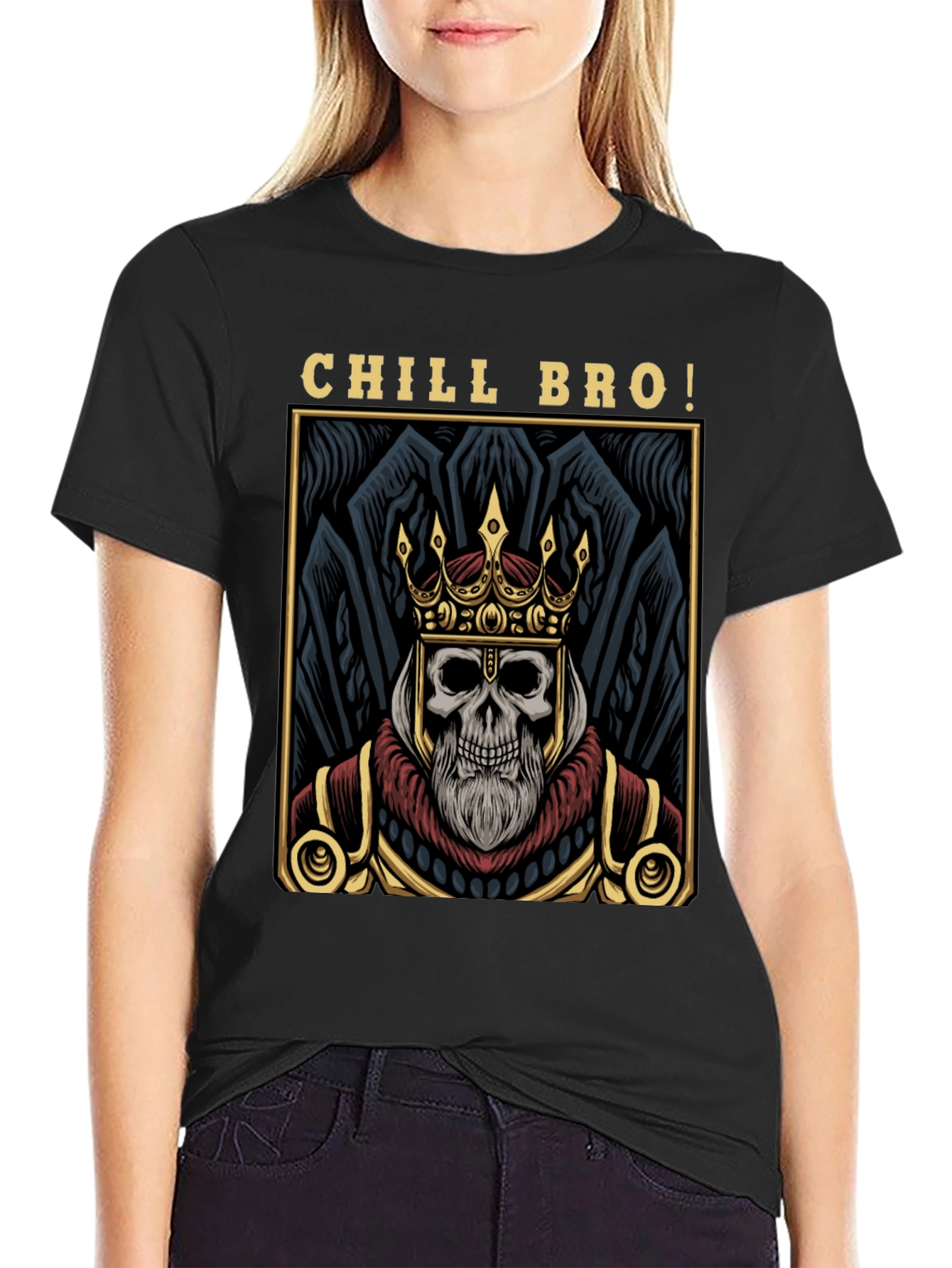 Chill Bro Skeleton King Graphic T-Shirt