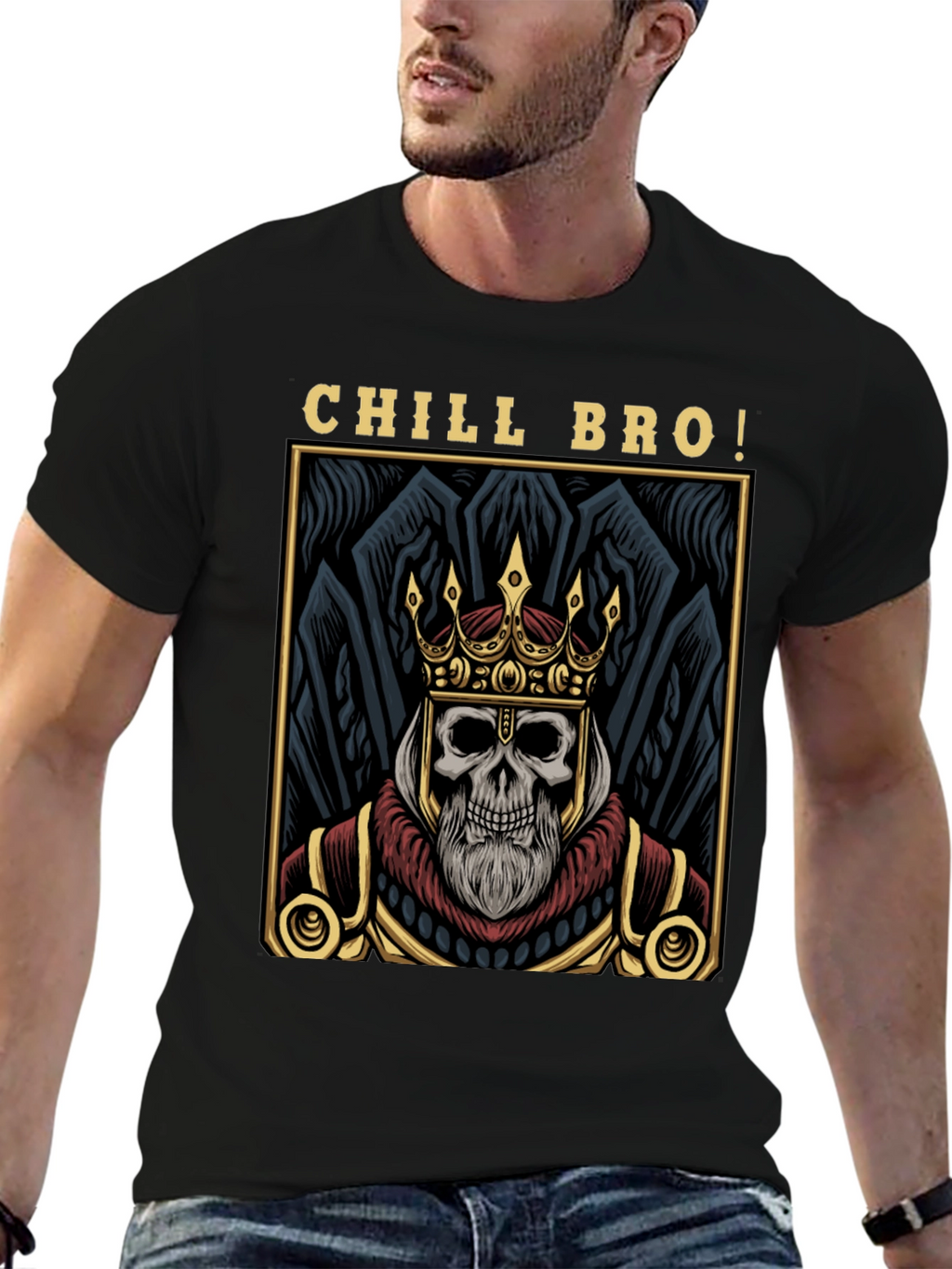 Chill Bro Skeleton King Graphic T-Shirt