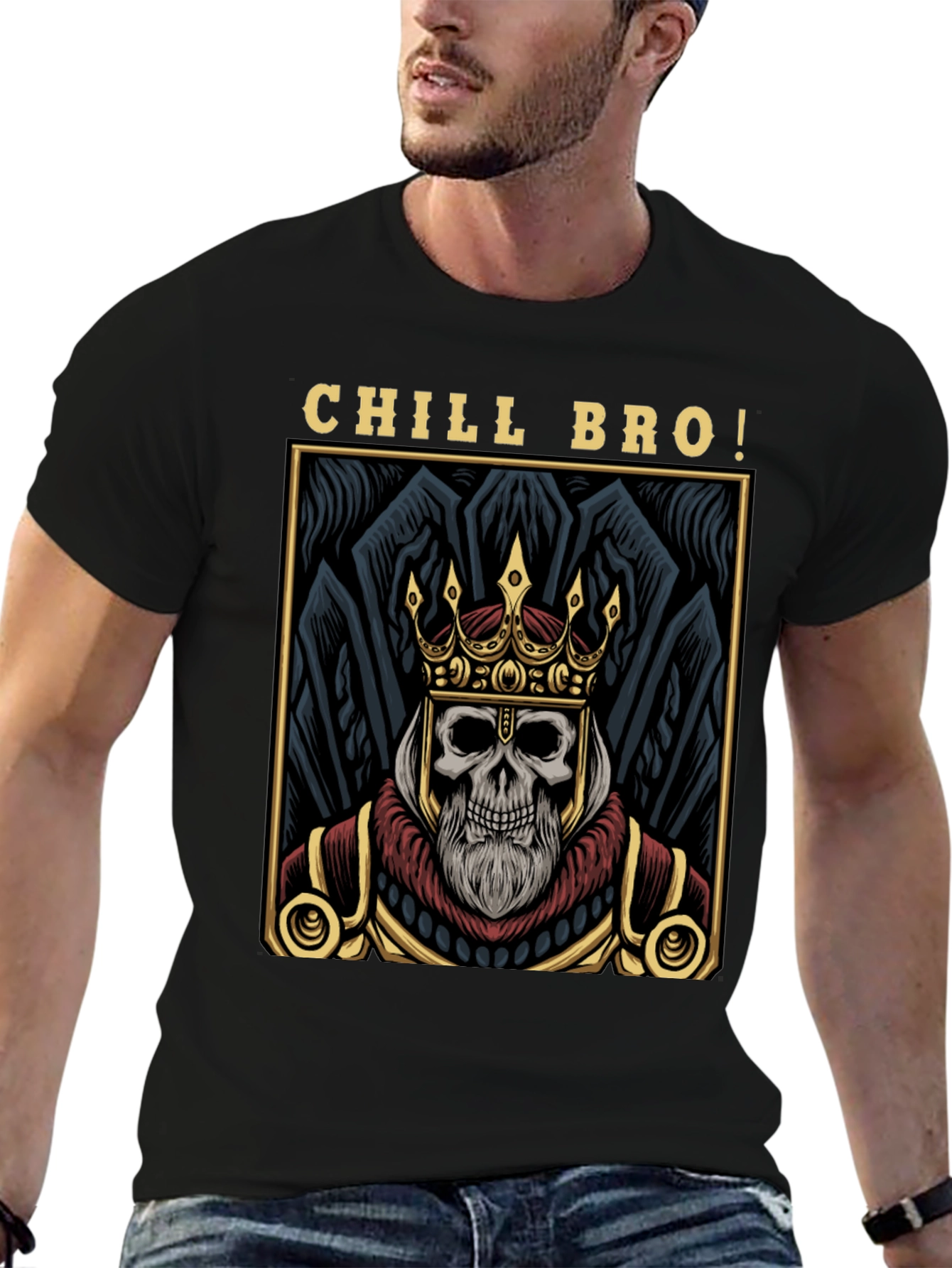 Chill Bro Skeleton King Graphic T-Shirt