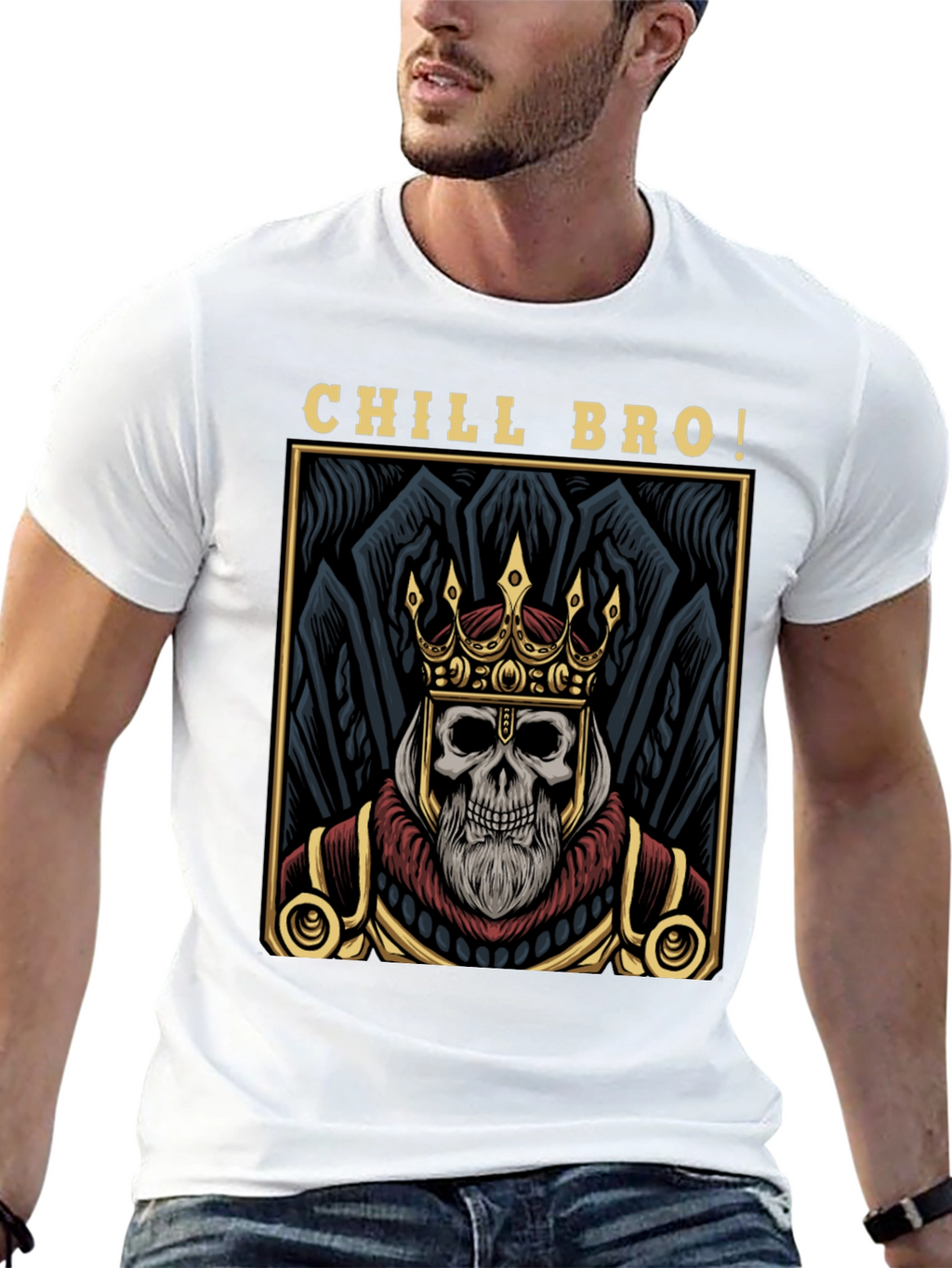 Chill Bro Skeleton King Graphic T-Shirt
