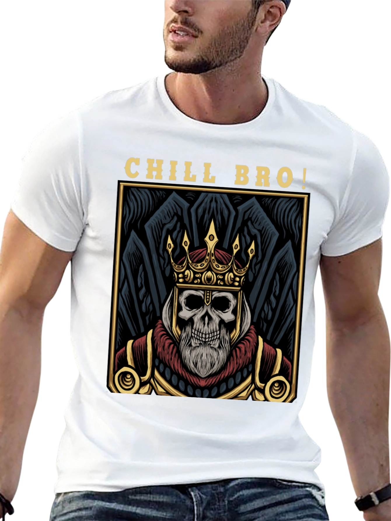 Chill Bro Skeleton King Graphic T-Shirt