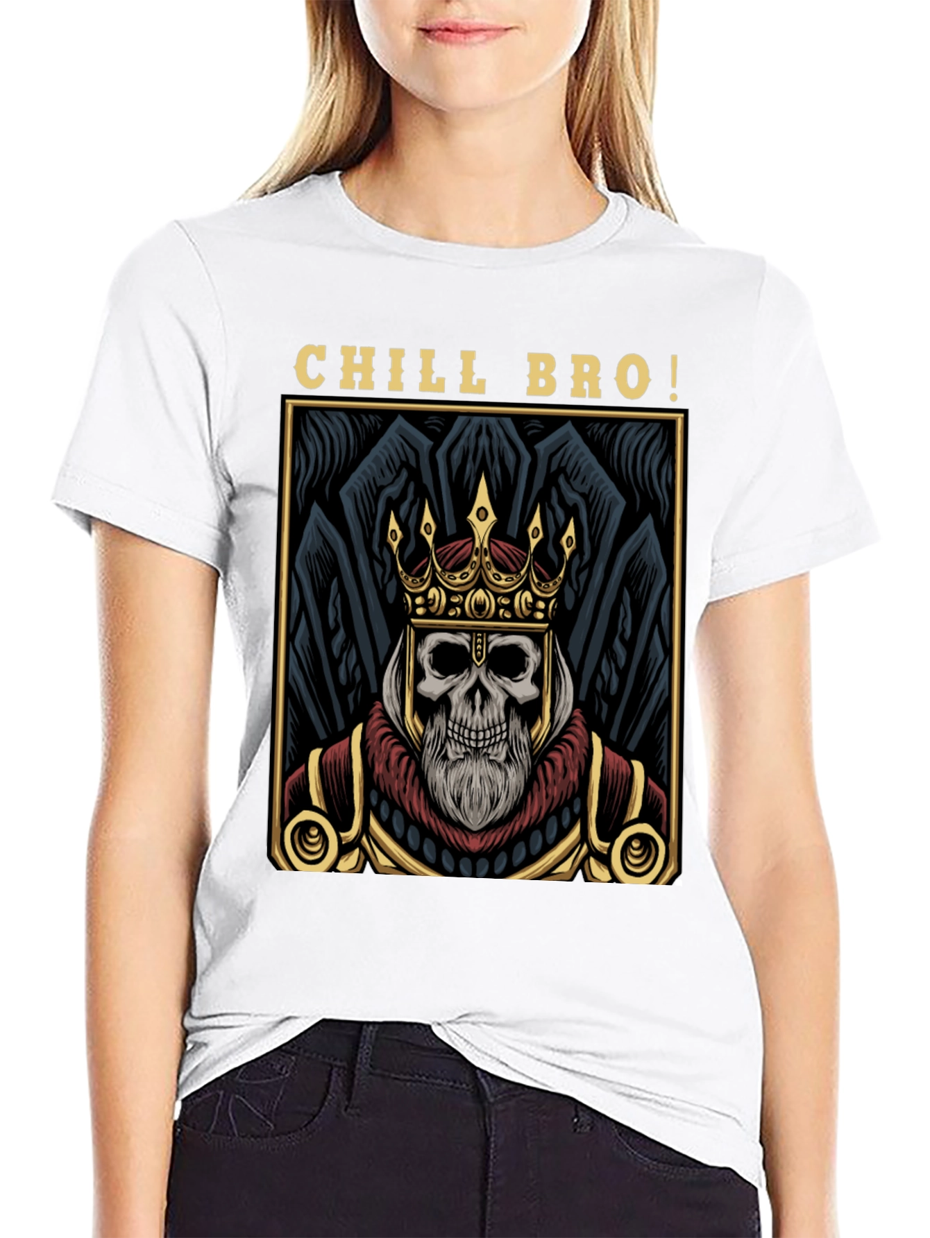 Chill Bro Skeleton King Graphic T-Shirt