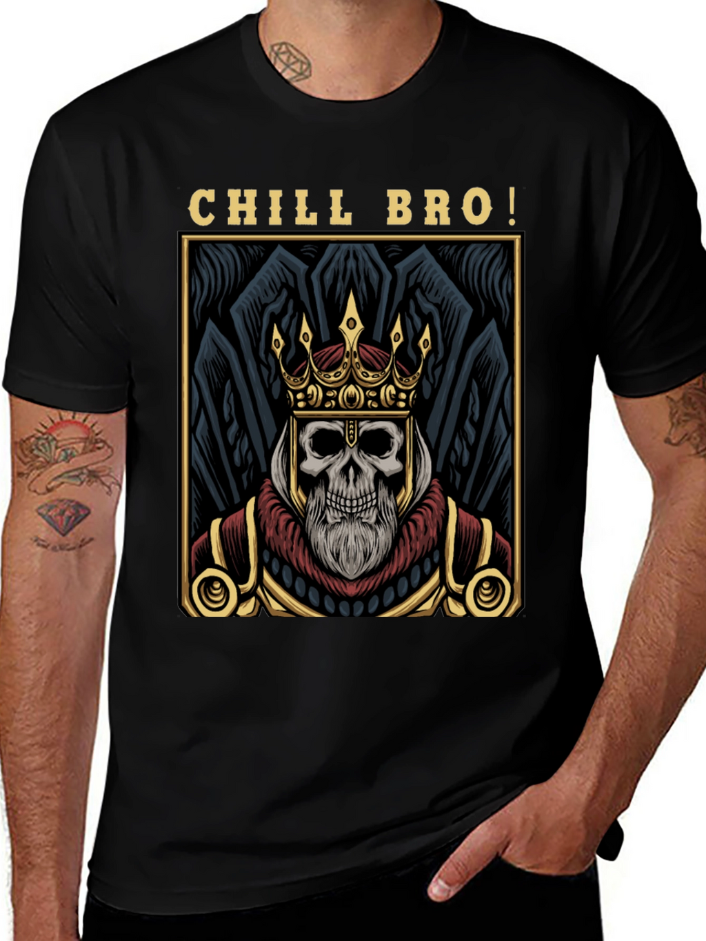 Chill Bro Skeleton King Graphic T-Shirt