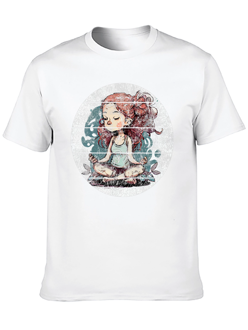 Meditating Girl Graphic Tee - Black Cotton Blend