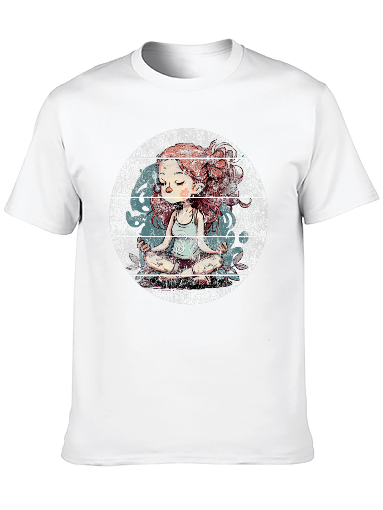 Meditating Girl Graphic Tee - Black Cotton Blend