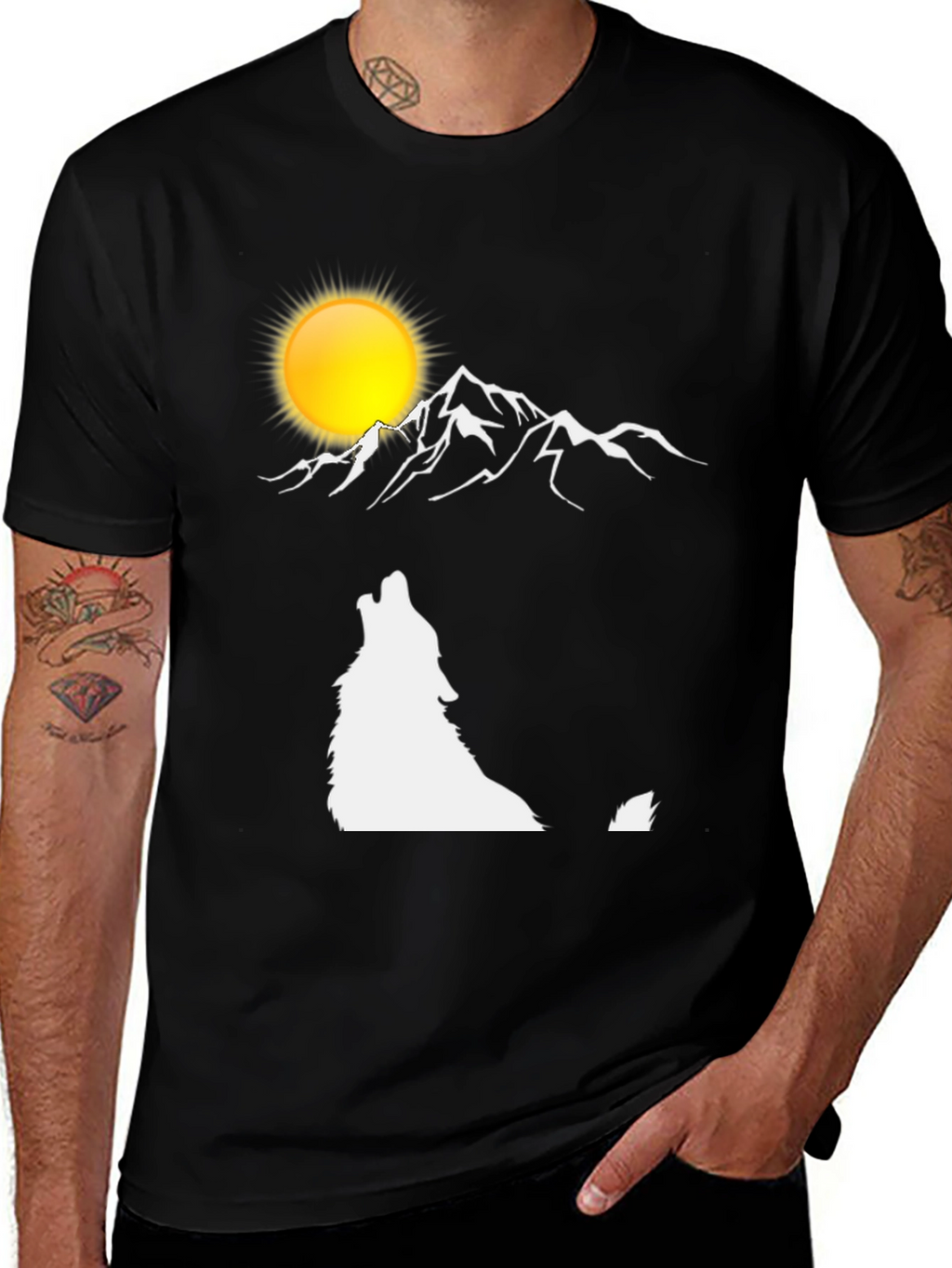 Wolf Moon Mountain Graphic T-Shirt