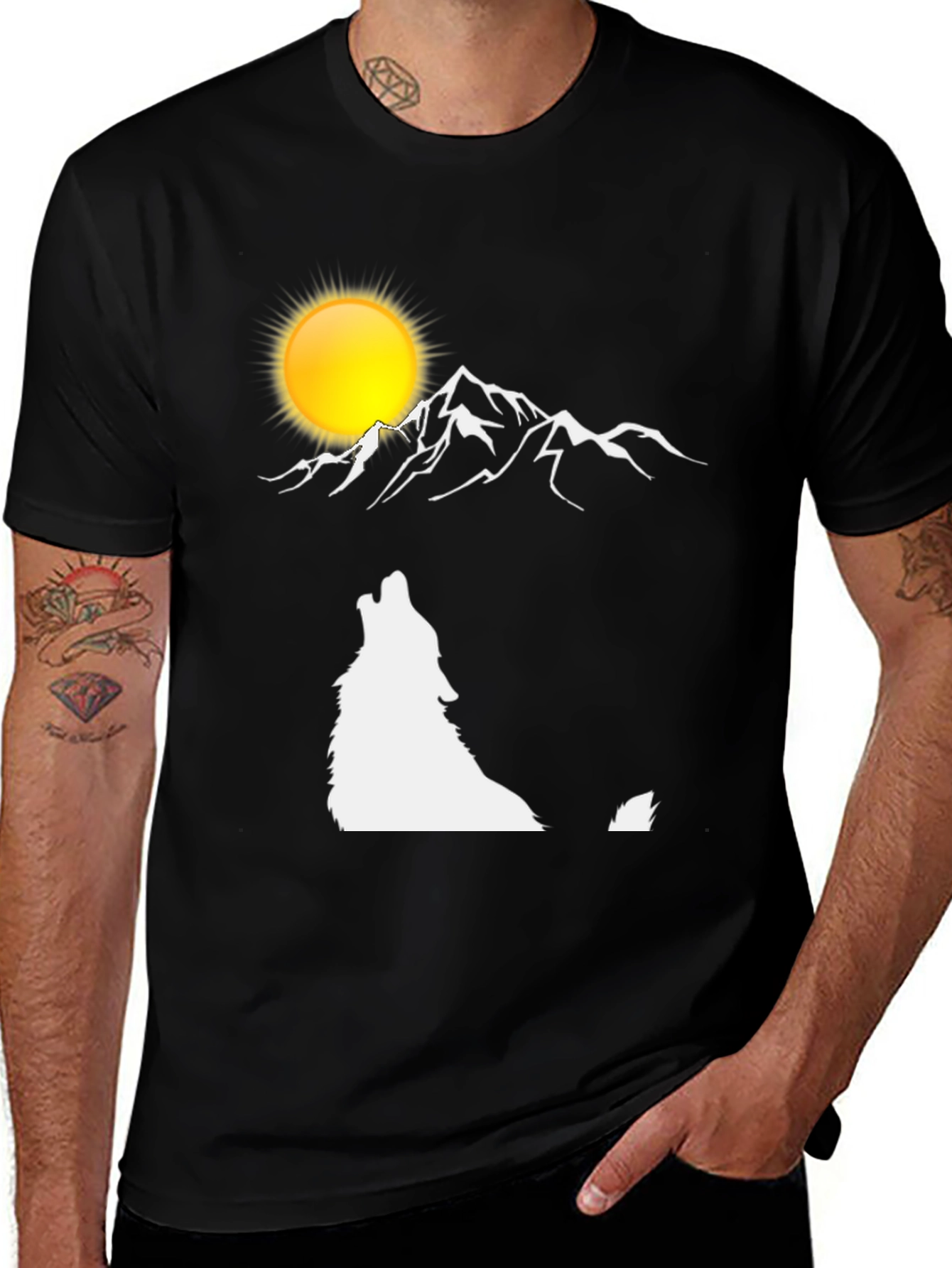 Wolf Moon Mountain Graphic T-Shirt