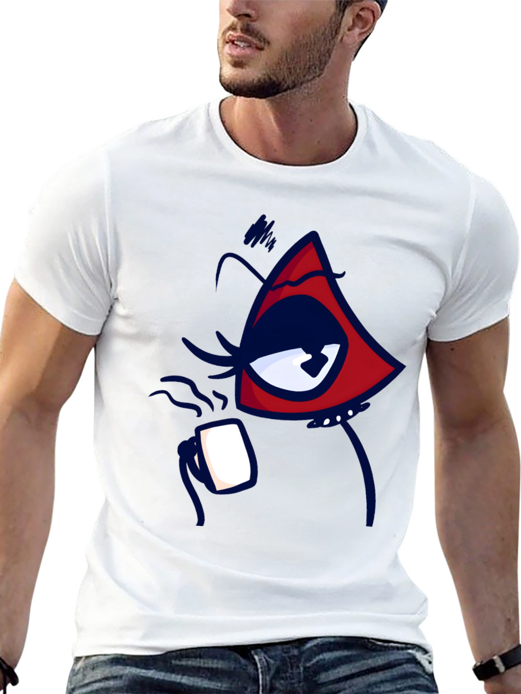 Eye Catching Graphic Tee - Black Cotton Blend