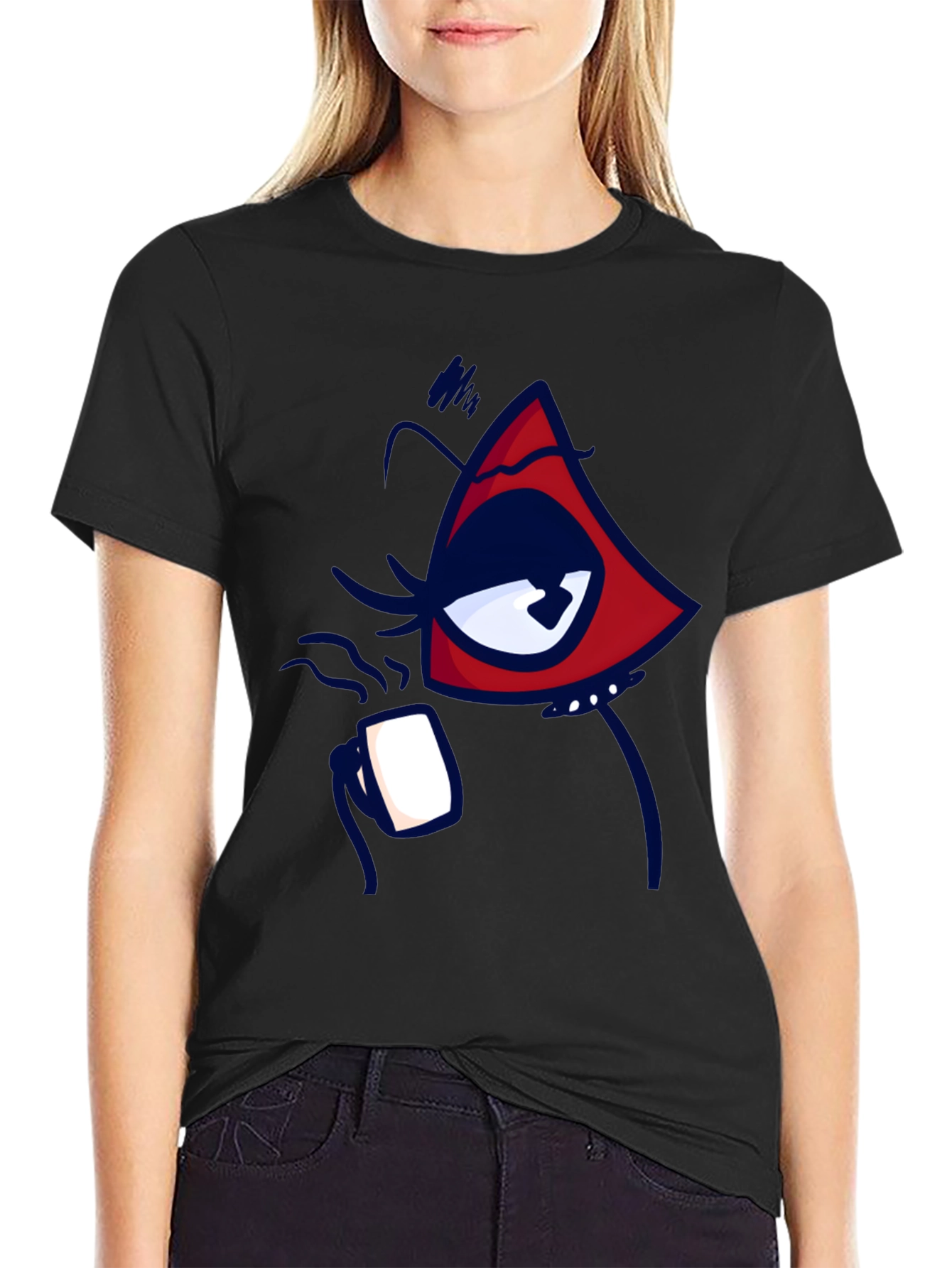 Eye Catching Graphic Tee - Black Cotton Blend